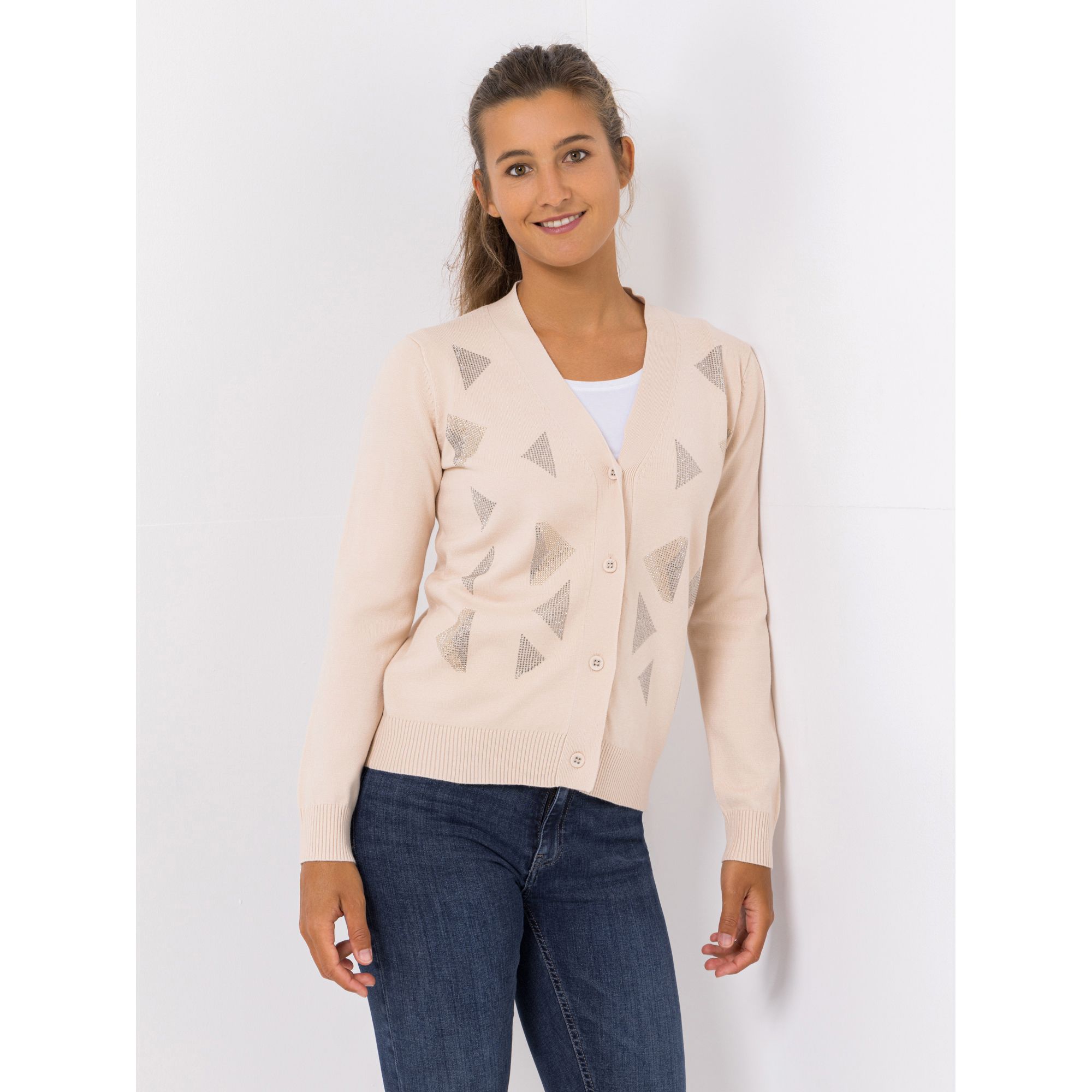 DAWID by Dawid Tomaszewski Cardigan mit Strass-Details figurumspielend