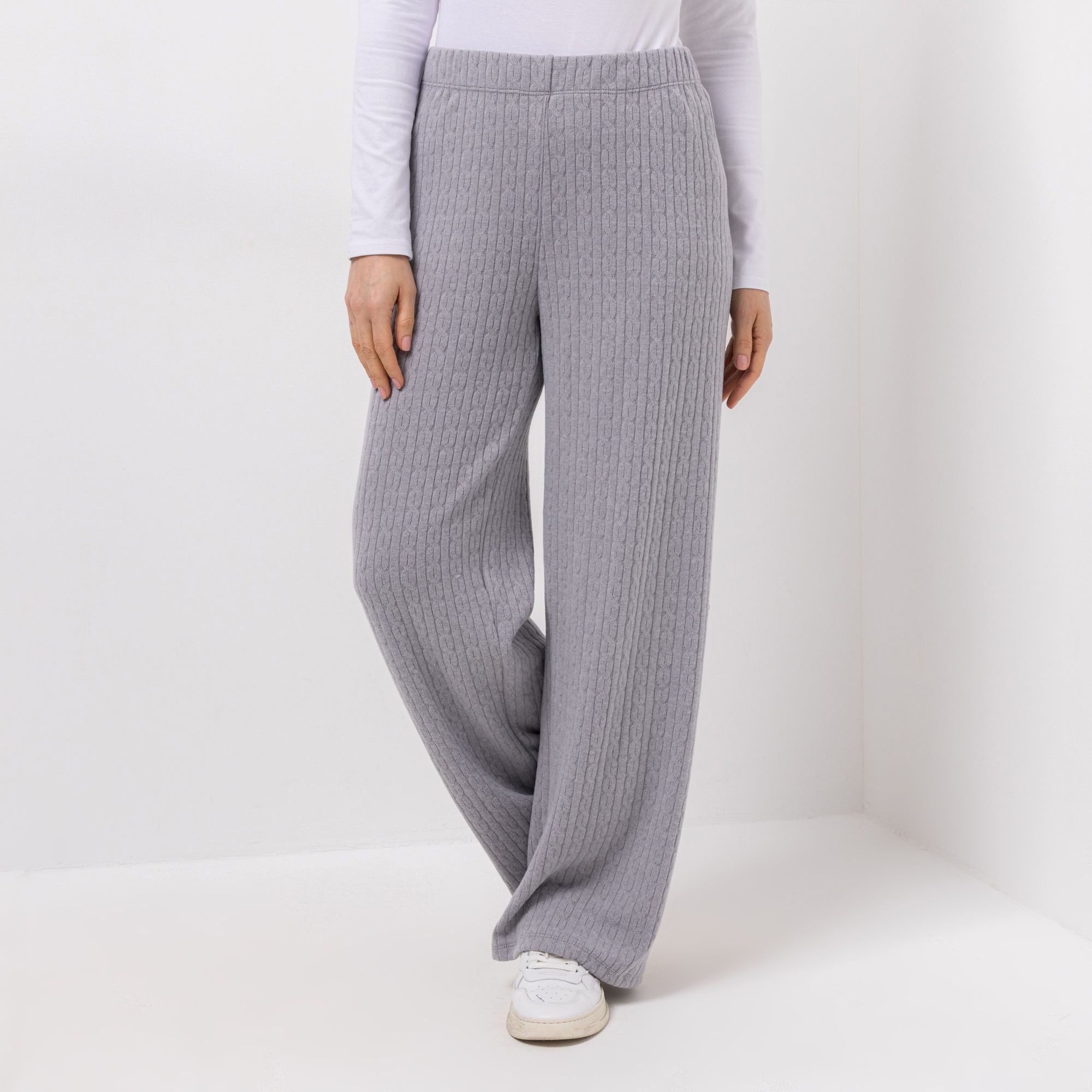 KIM & CO. Hose, 1/1-Länge Zopf-Strick Jersey Rundumdehnbund gerader Beinverlauf