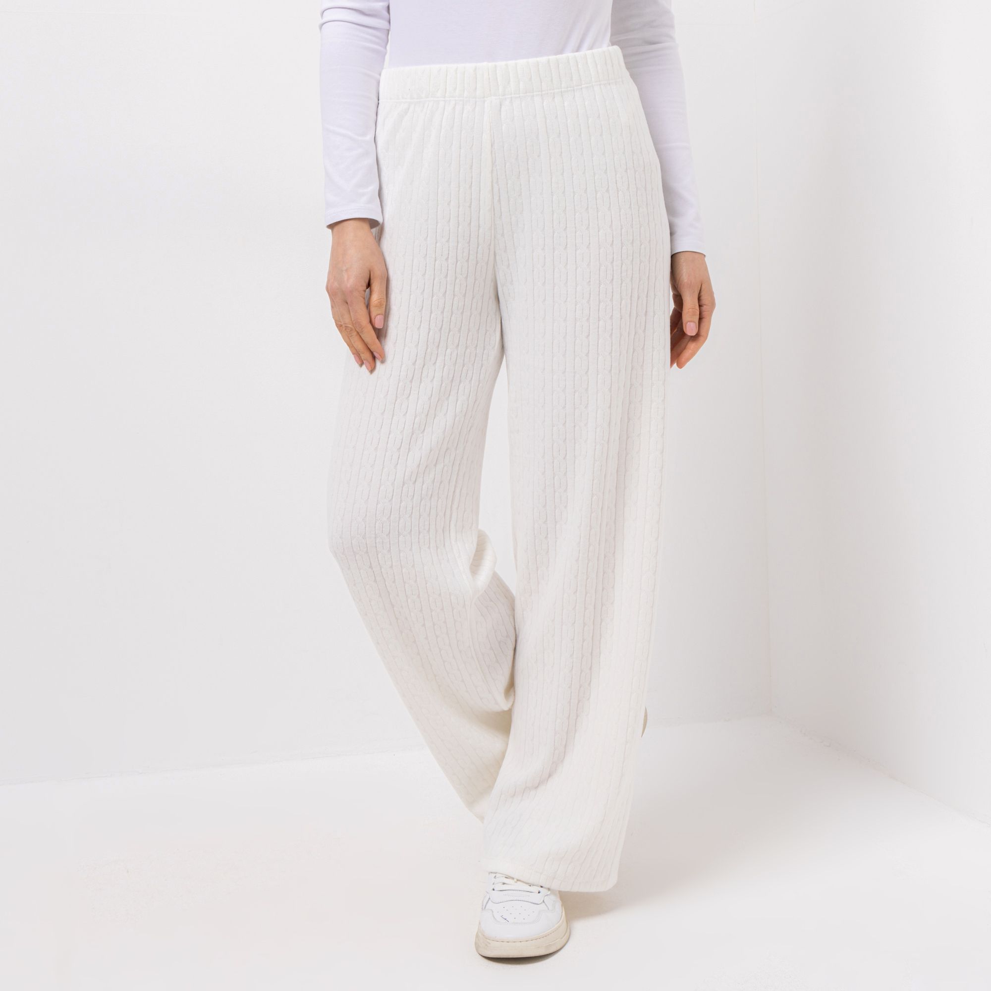 KIM & CO. Hose, 1/1-Länge Zopf-Strick Jersey Rundumdehnbund gerader Beinverlauf