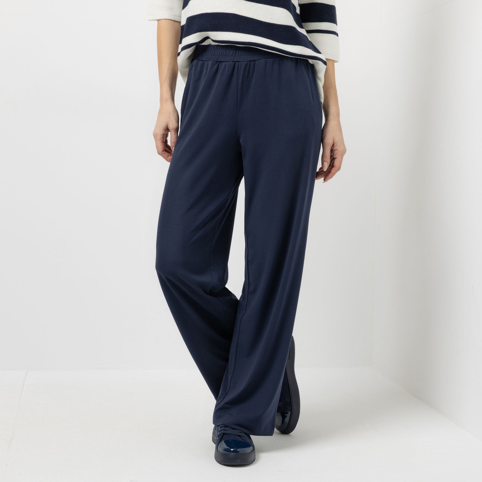 EVA LUTZ Hose, lange Form Rundumdehnbund aus Jersey weites Bein