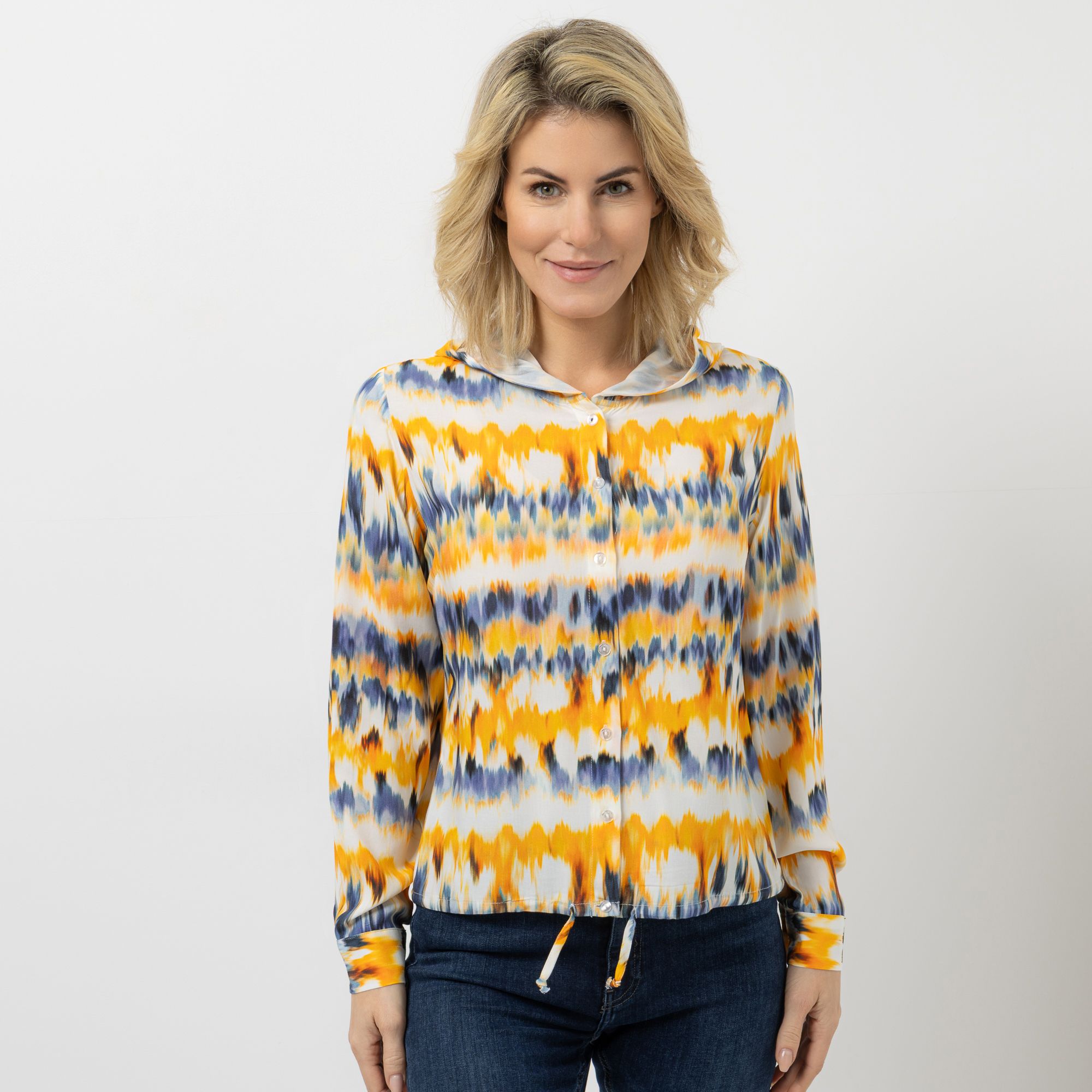 DINE 'N' DANCE Bluse, 1/1-Arm kurze Form Kapuze leger weit