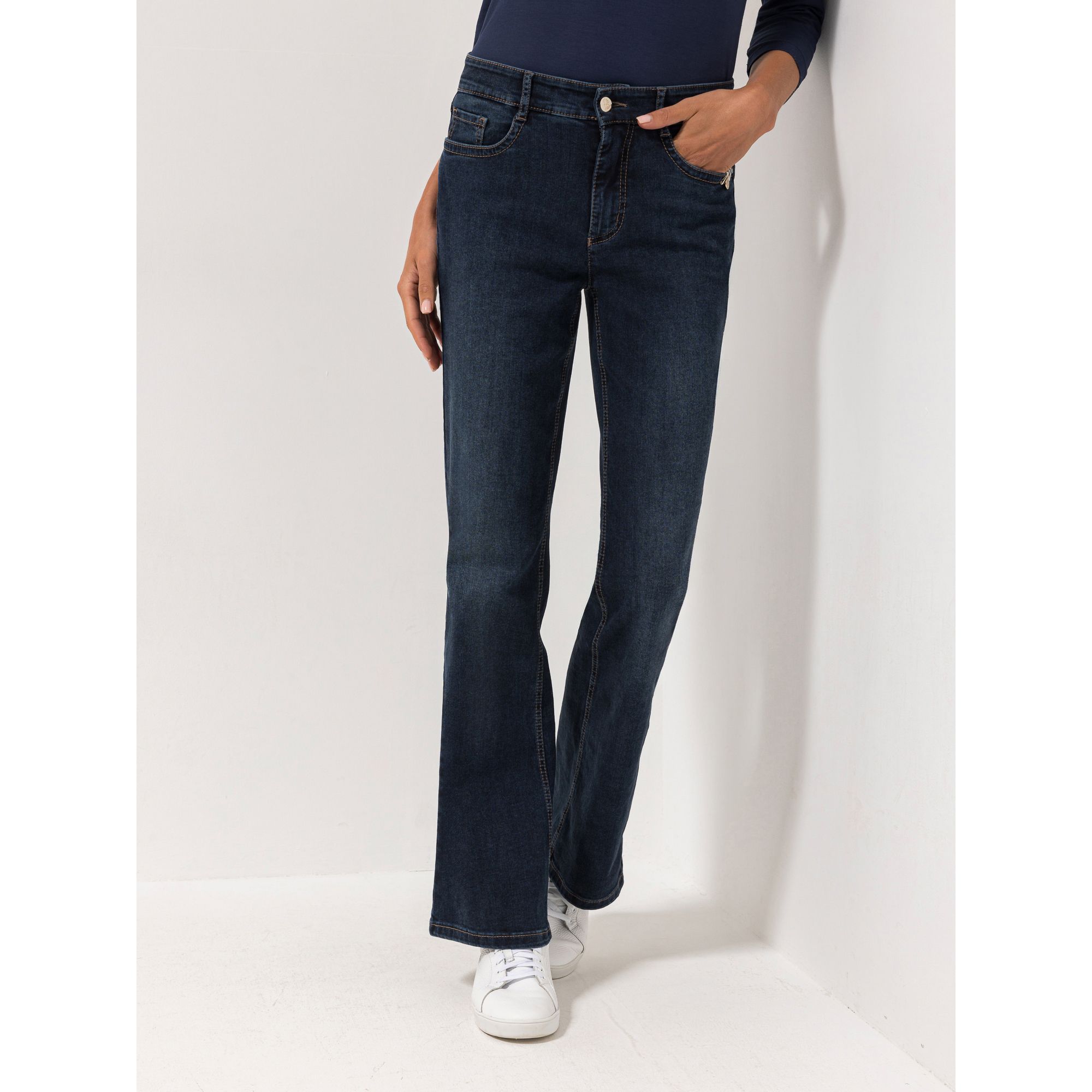 STRANDFEIN Jeanshose Stella lange Form, elastisch OEKO-TEX® Bootcut