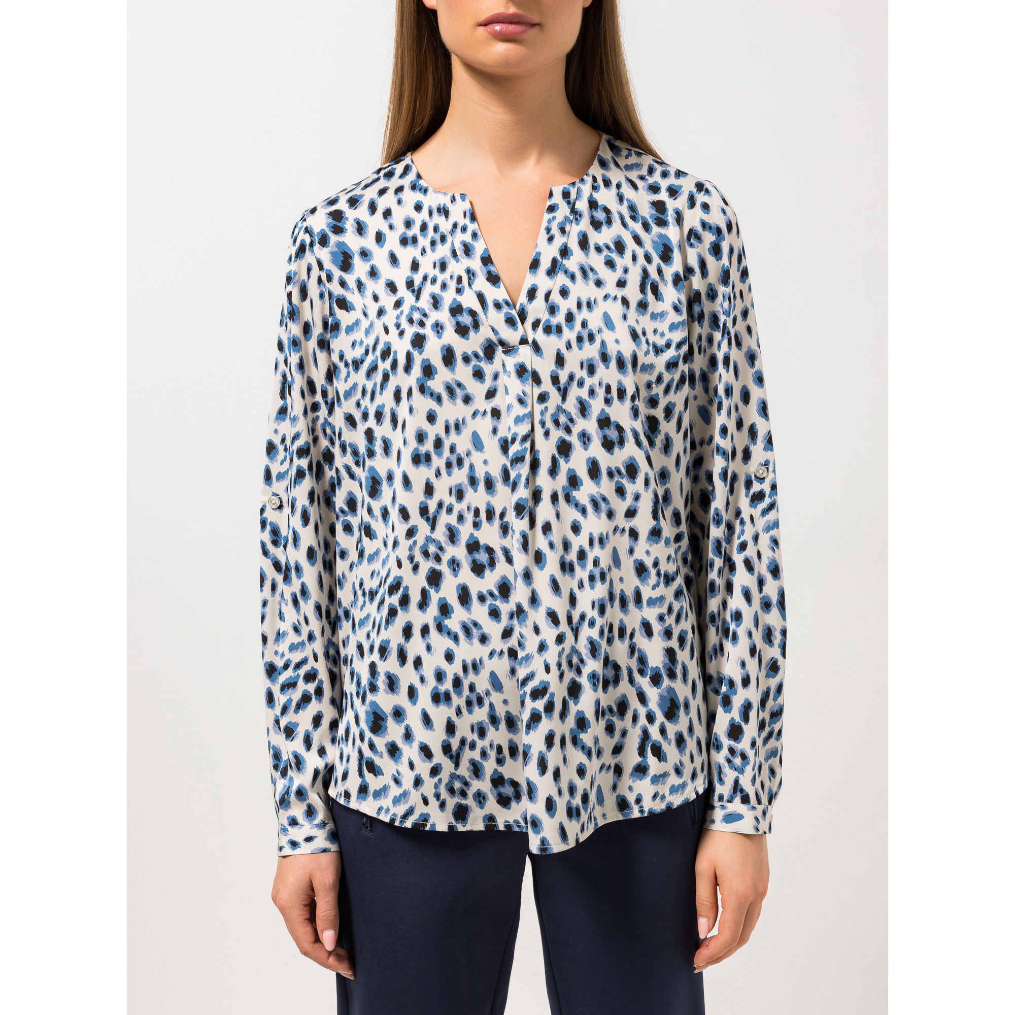 STEFFEN SCHRAUT Bluse Mailand Serafino-Ausschnitt Ärmelriegel leger weit