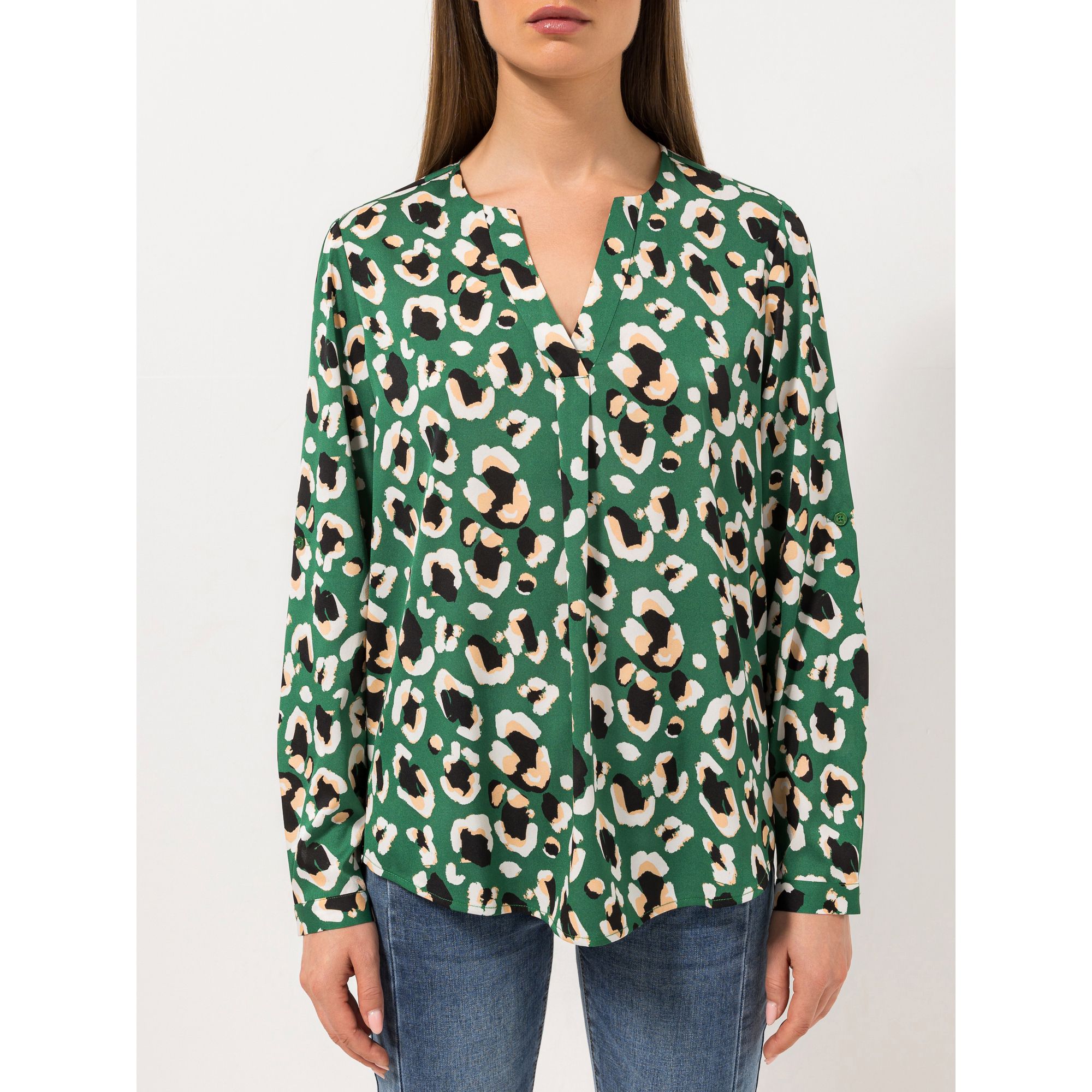 STEFFEN SCHRAUT Bluse Mailand Serafino-Ausschnitt Ärmelriegel leger weit