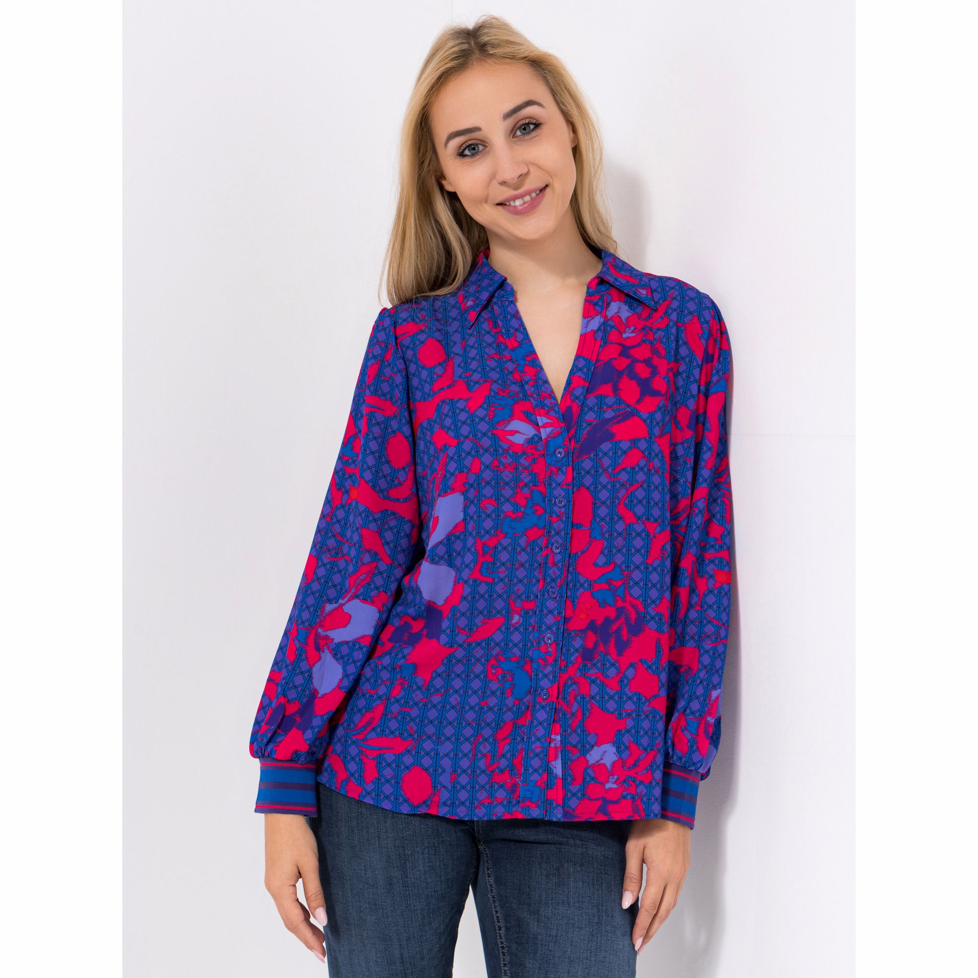 DAWID by Dawid Tomaszewski Bluse, Kragen Strickbündchen leger weit