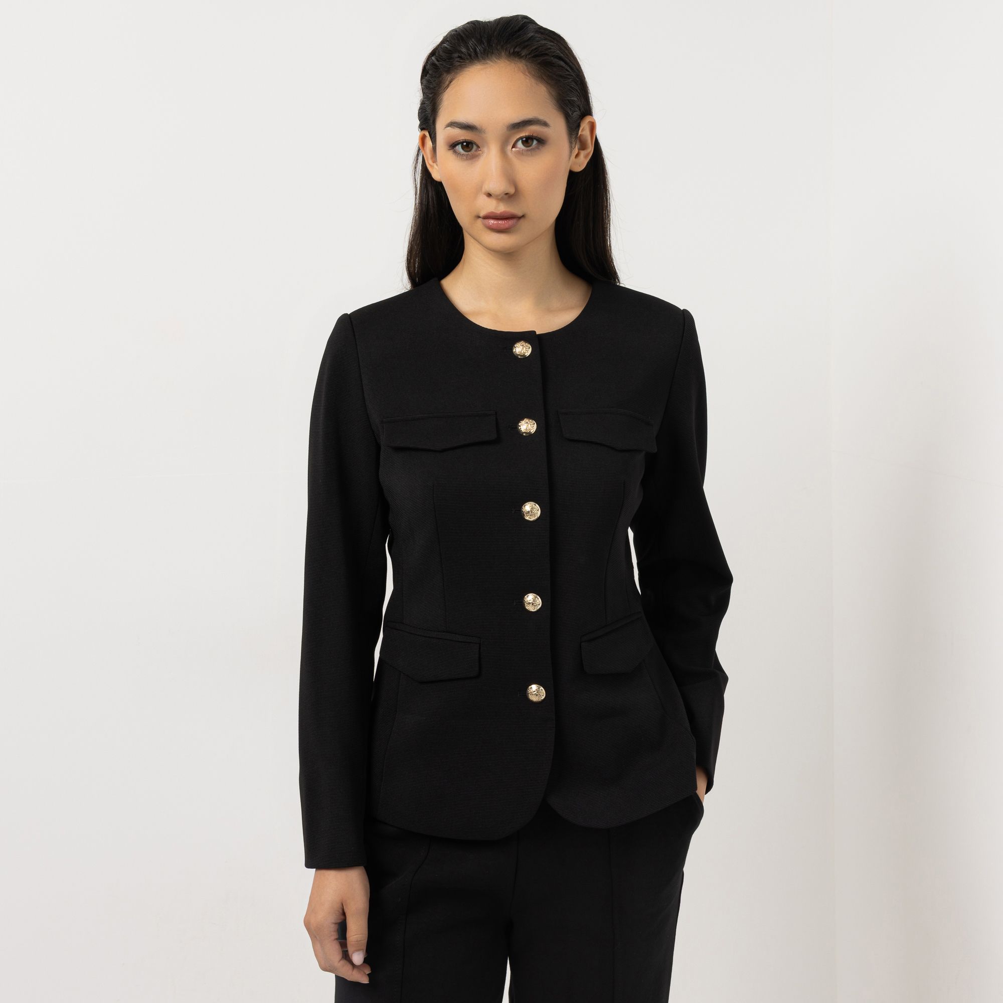 STEFFEN SCHRAUT Blazer Rippen-Struktur Schmuckknöpfe figurumspielend