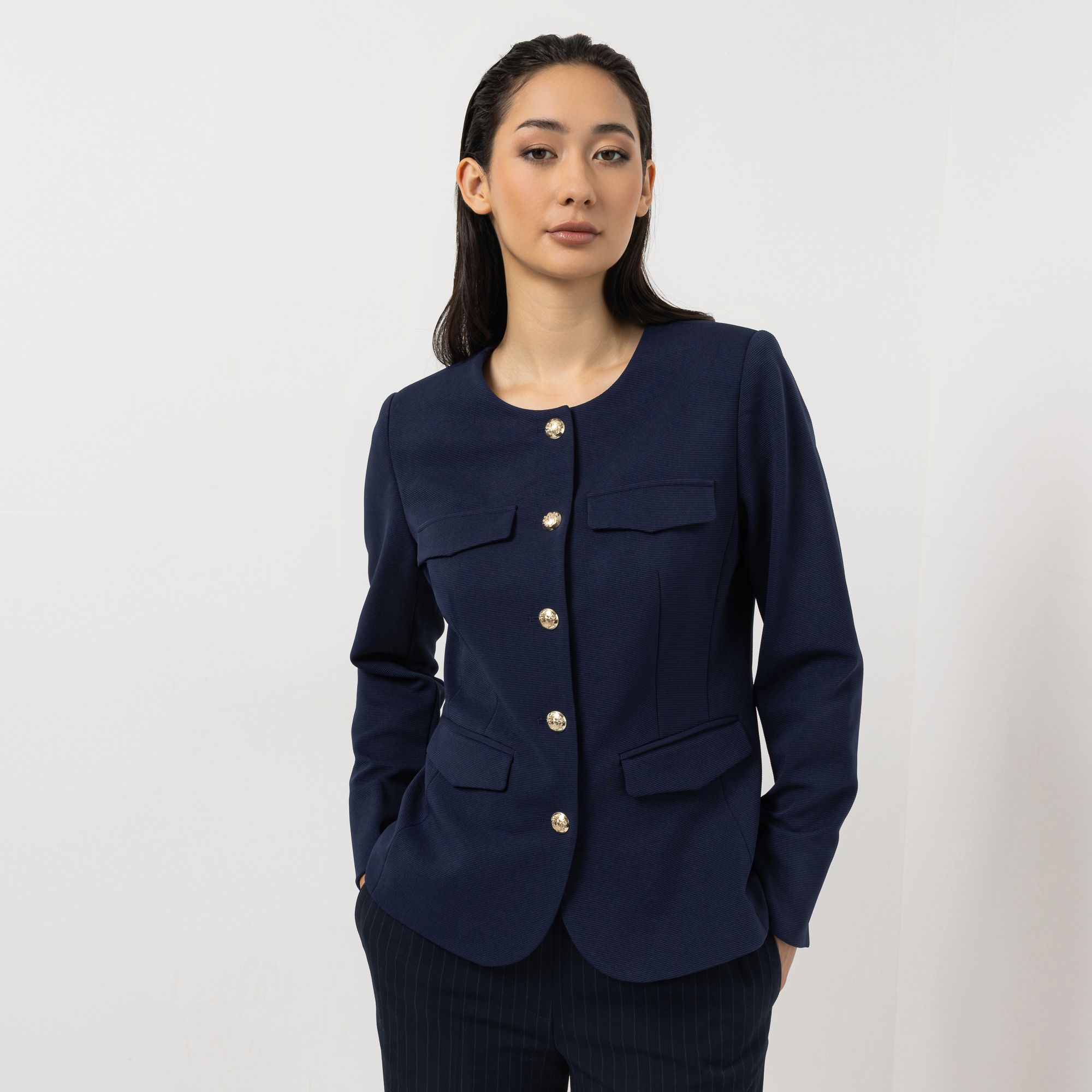 STEFFEN SCHRAUT Blazer Rippen-Struktur Schmuckknöpfe figurumspielend