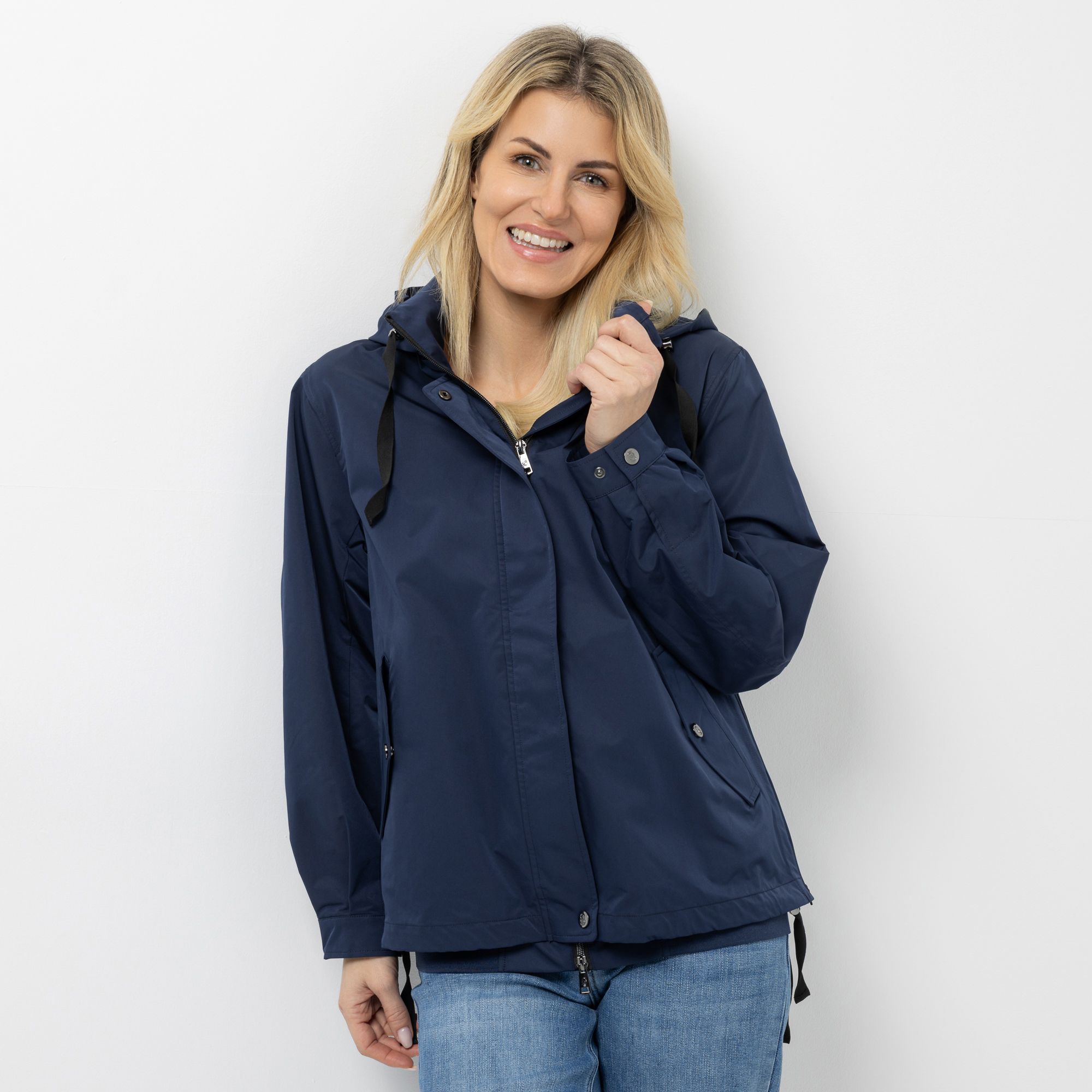 STRANDFEIN Jacke abnehmbare Kapuze 2-Wege-Reißverschluss leger weit