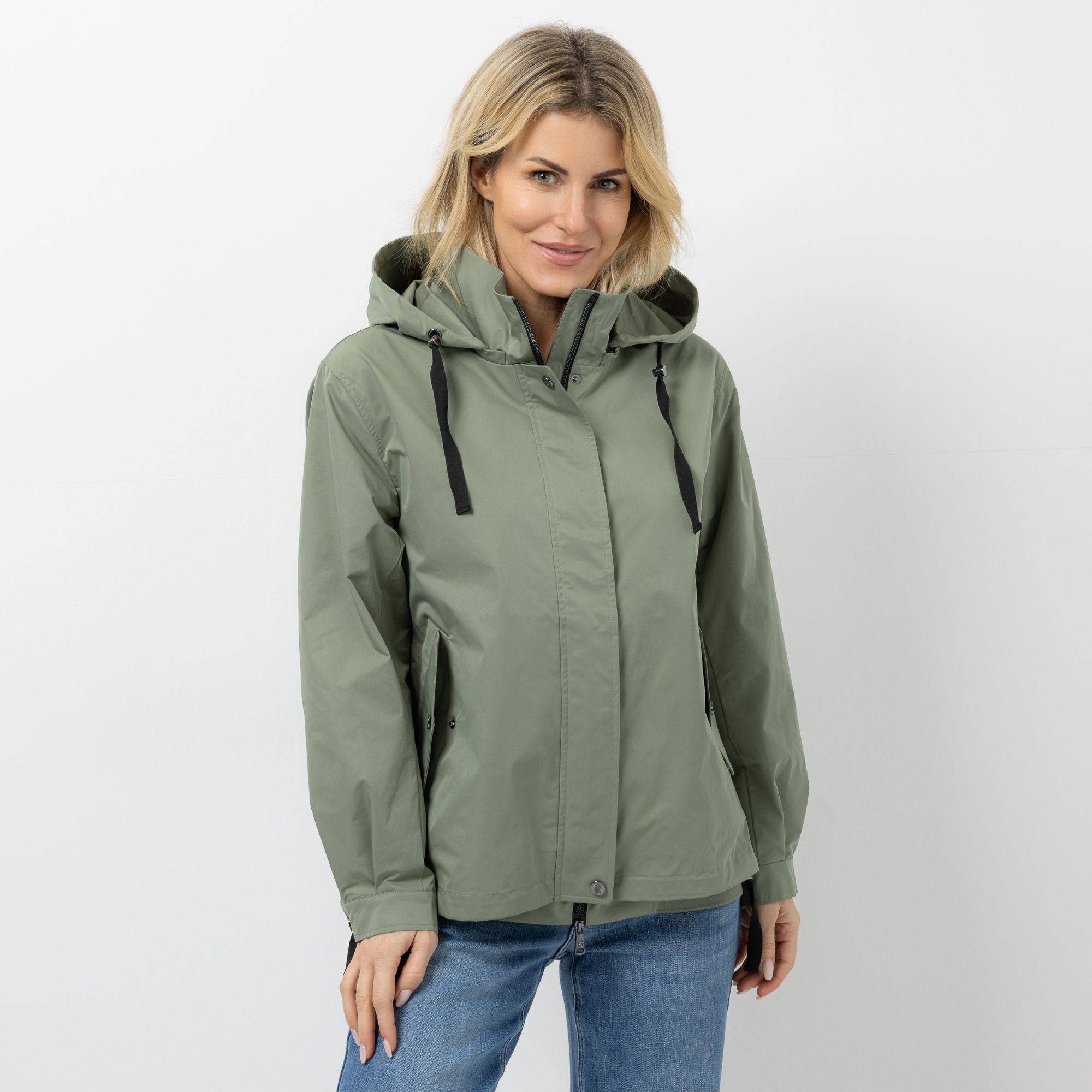 STRANDFEIN Jacke abnehmbare Kapuze 2-Wege-Reißverschluss leger weit