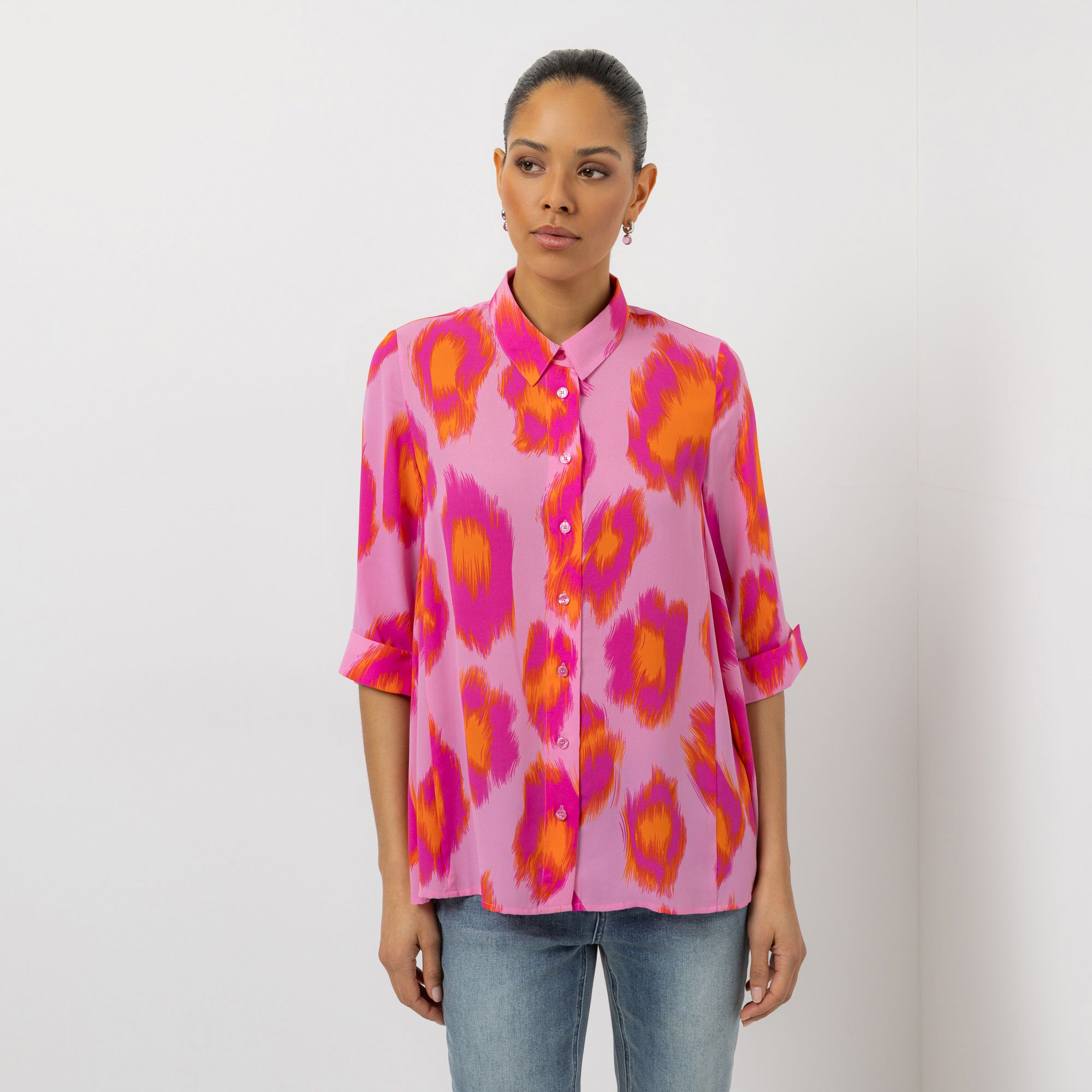 STEFFEN SCHRAUT Bluse, 3/4-Arm Chiffonqualität Knopfleiste leger weit