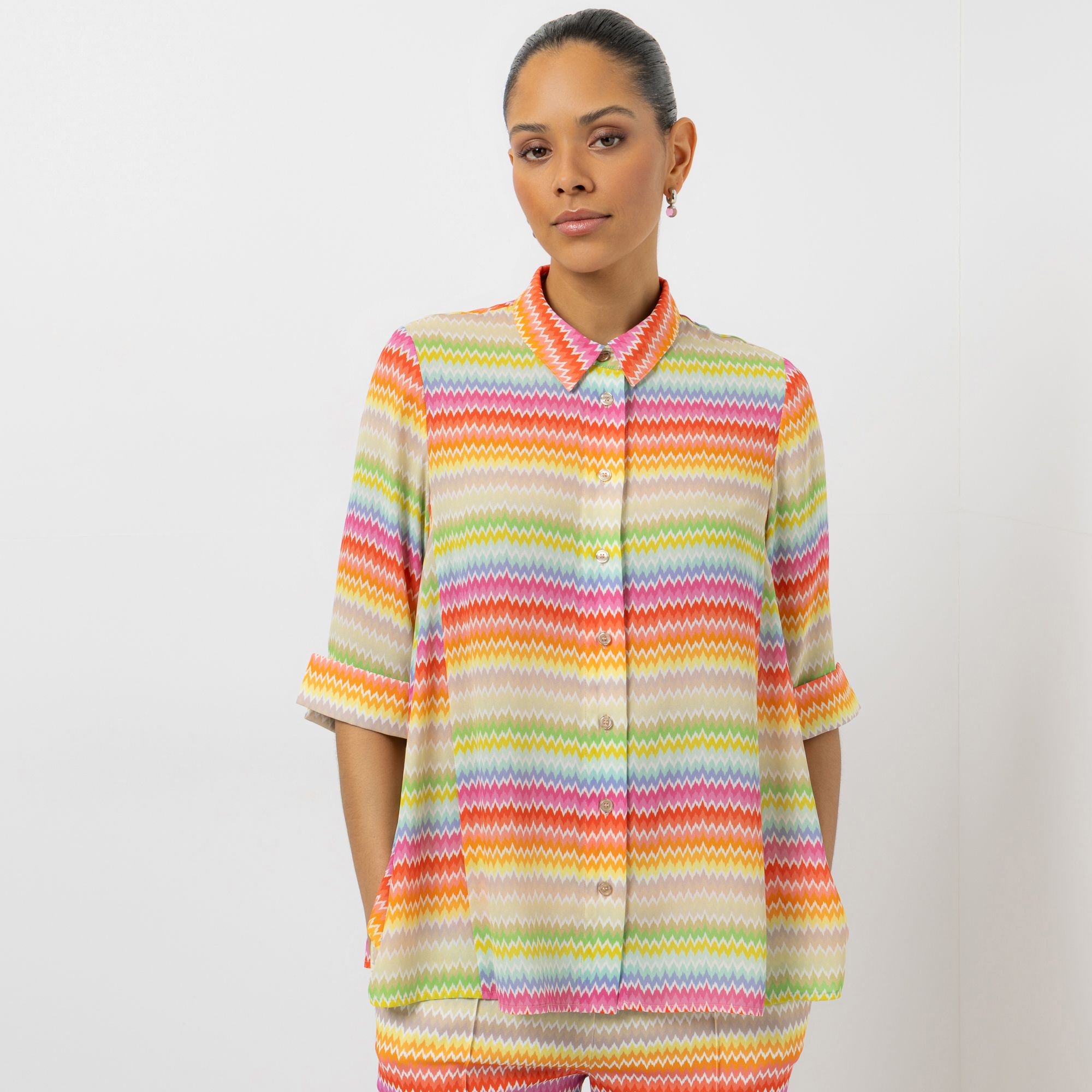 STEFFEN SCHRAUT Bluse, 3/4-Arm Chiffonqualität Knopfleiste leger weit