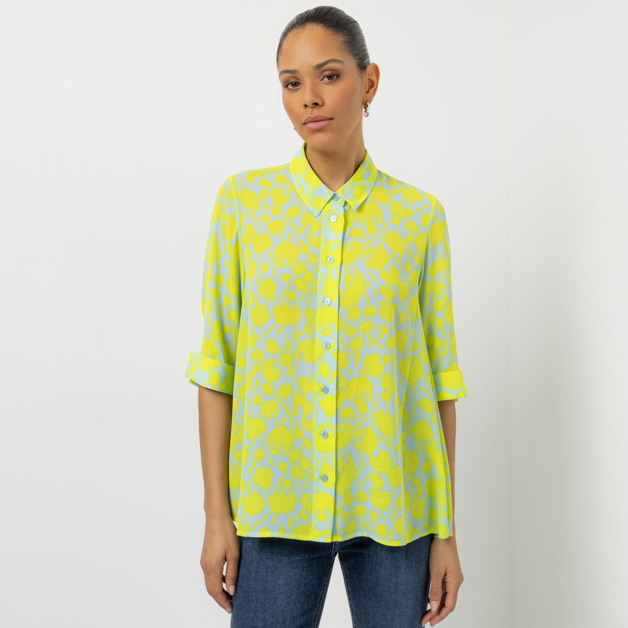 STEFFEN SCHRAUT Bluse, 3/4-Arm Chiffonqualität Knopfleiste leger weit