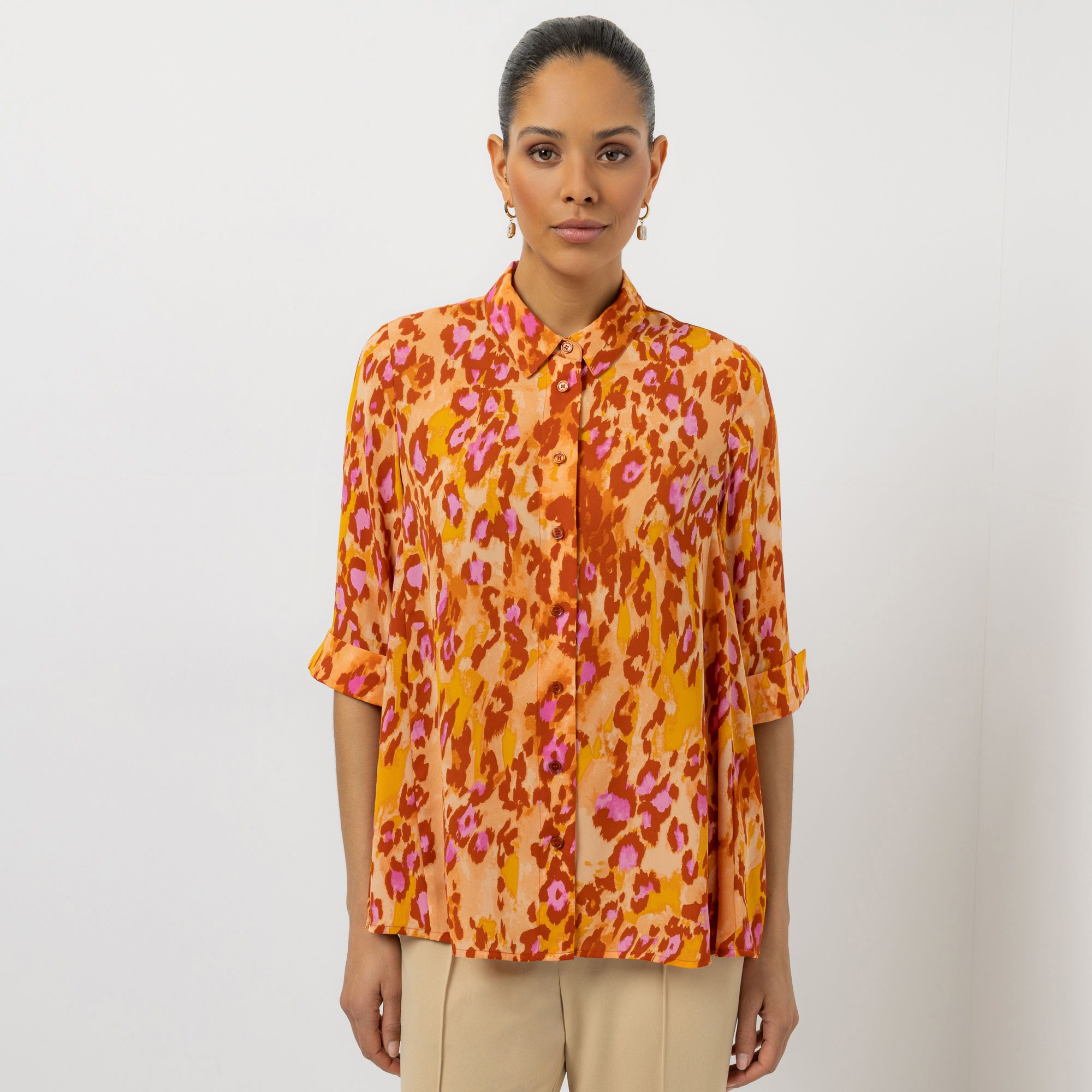 STEFFEN SCHRAUT Bluse, 3/4-Arm Chiffonqualität Knopfleiste leger weit