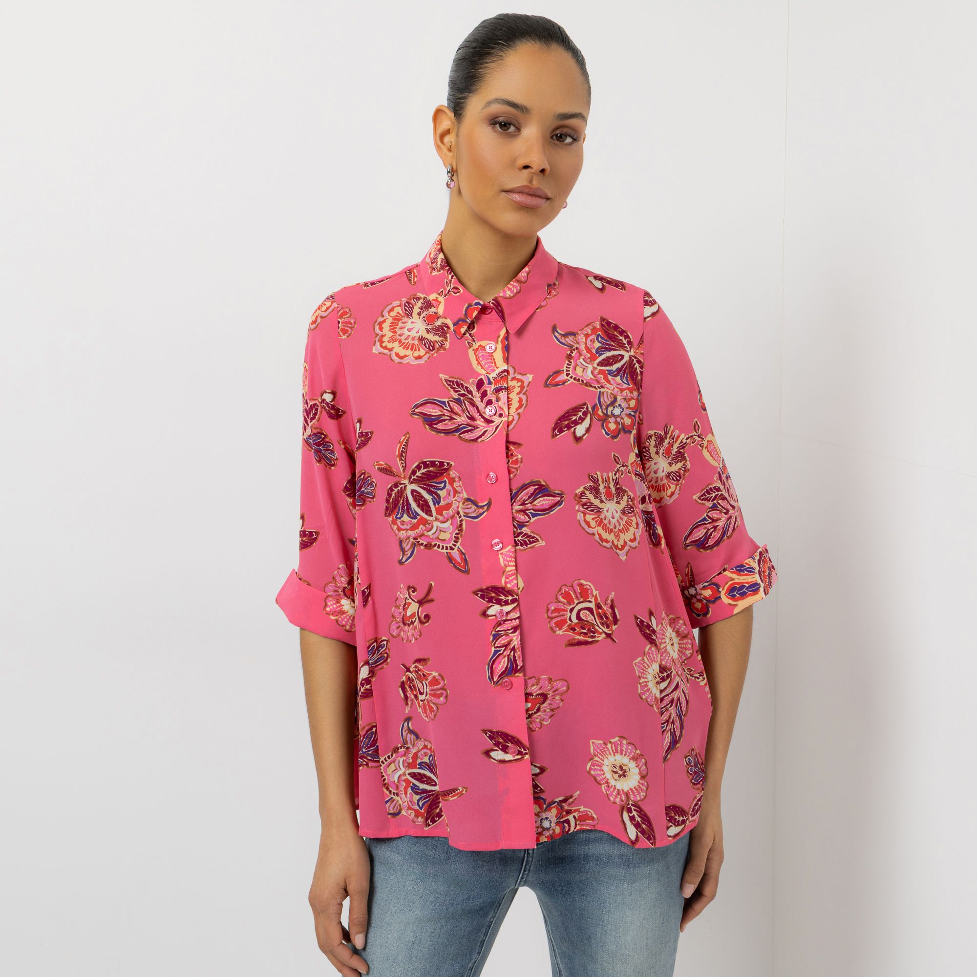 STEFFEN SCHRAUT Bluse, 3/4-Arm Chiffonqualität Knopfleiste leger weit