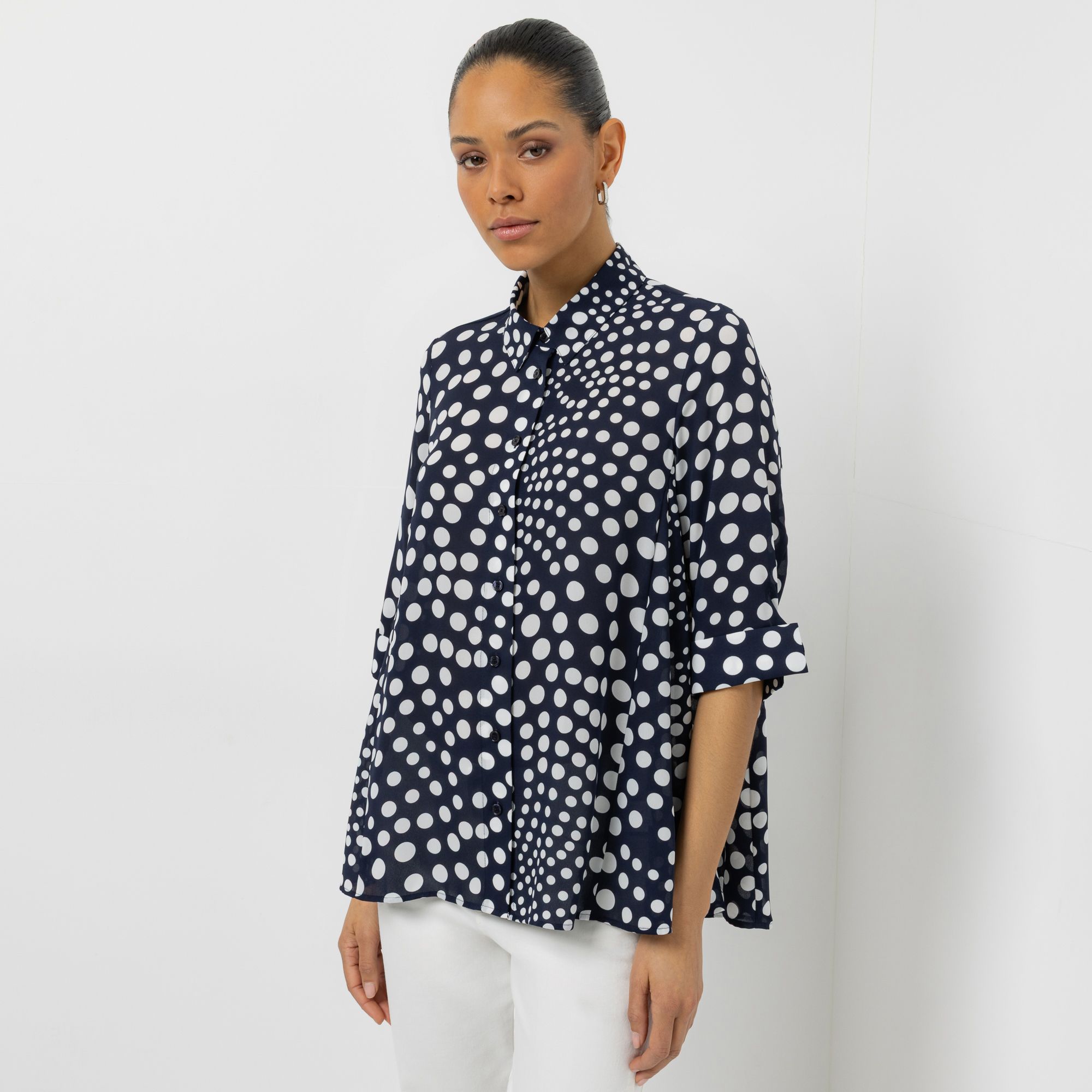 STEFFEN SCHRAUT Bluse, 3/4-Arm Chiffonqualität Knopfleiste leger weit