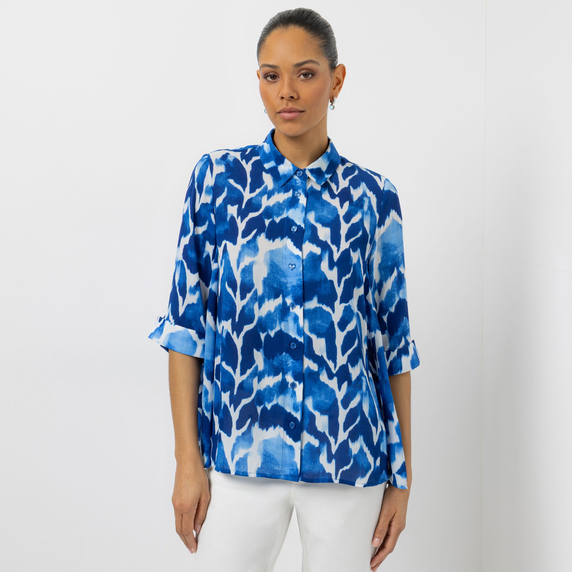 STEFFEN SCHRAUT Bluse, 3/4-Arm Chiffonqualität Knopfleiste leger weit