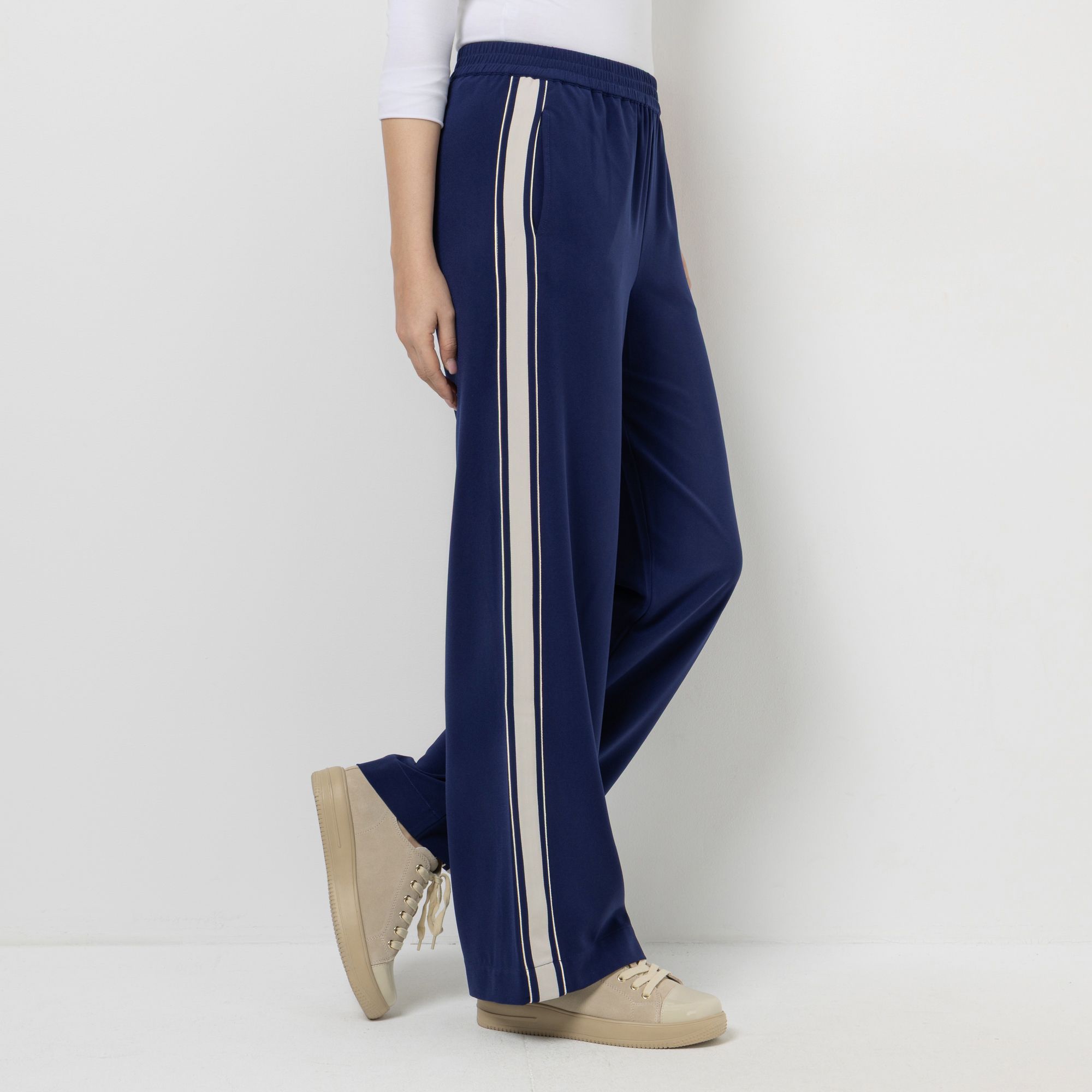 EVA LUTZ Hose, lange Form Rundumdehnbund Eingrifftaschen weites Bein