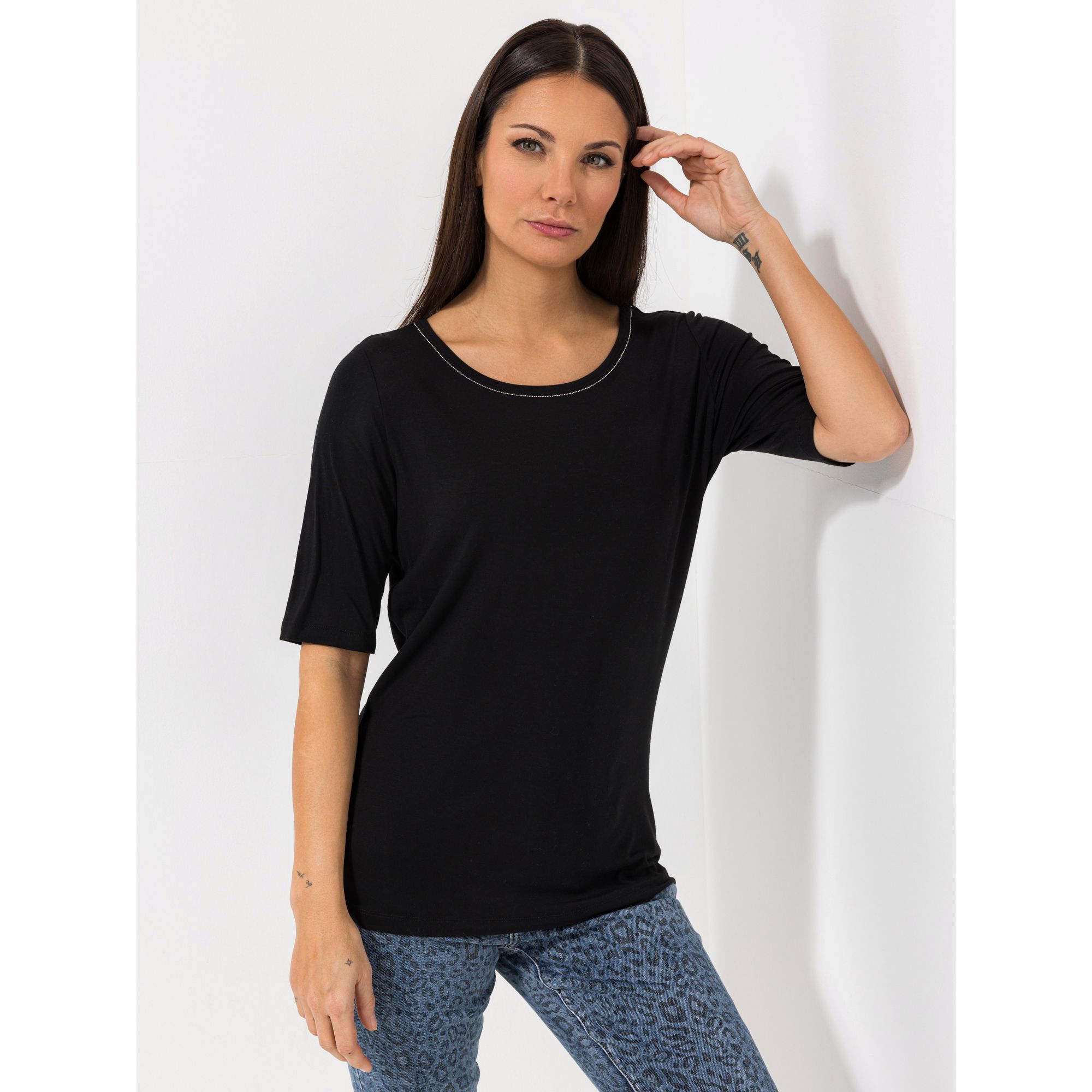 STEFFEN SCHRAUT Shirt Porto Cervo langer Halbarm mit Ketten-Detail figurumspielend