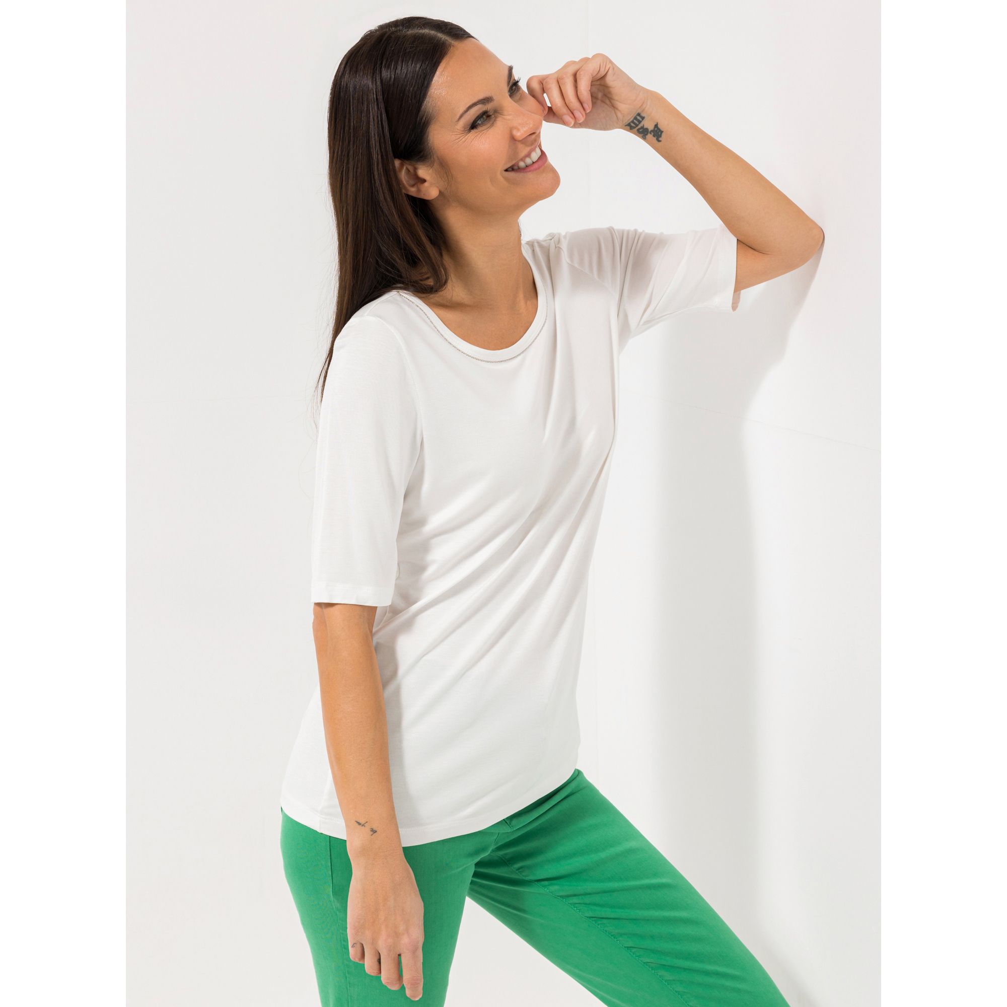 STEFFEN SCHRAUT Shirt Porto Cervo langer Halbarm mit Ketten-Detail figurumspielend