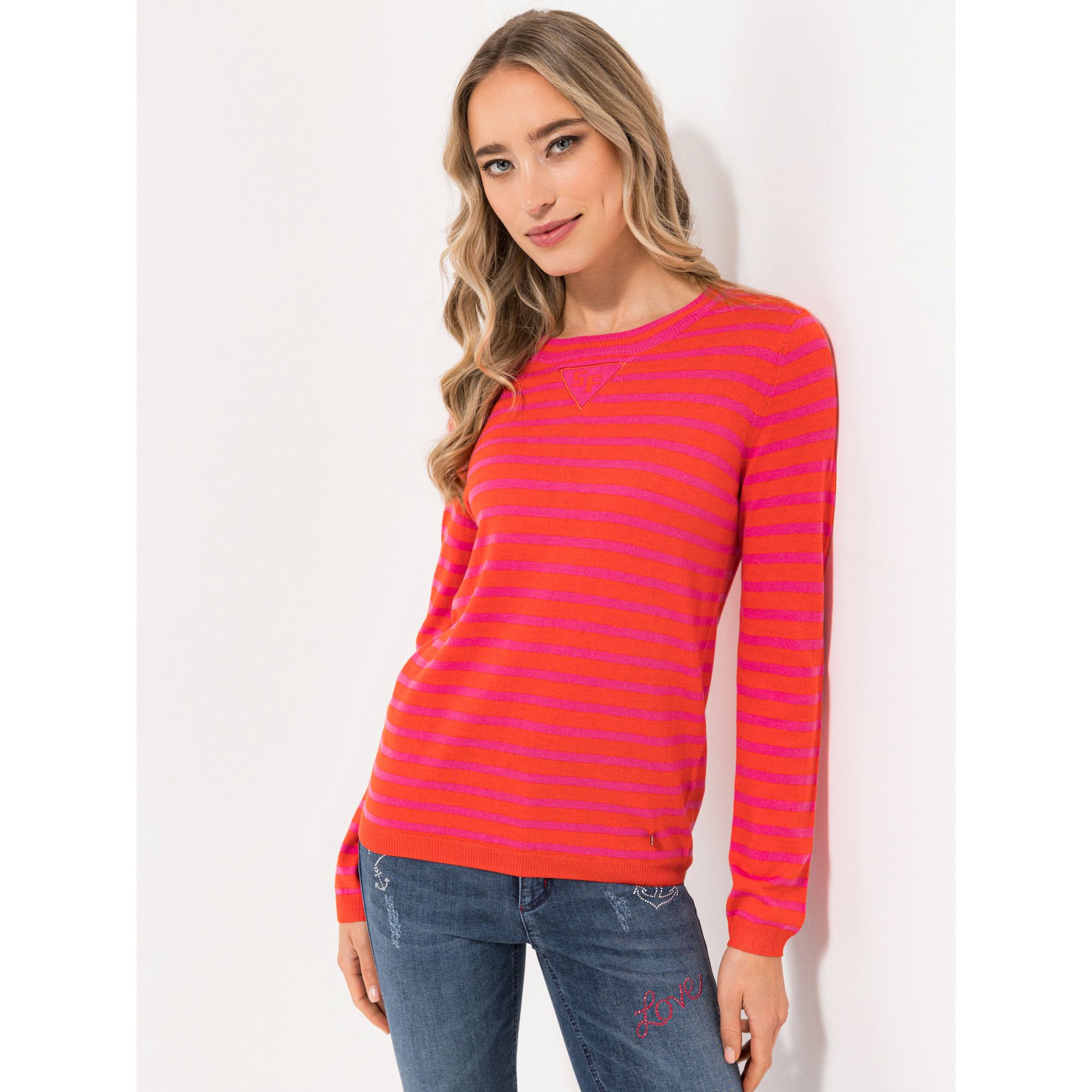 STRANDFEIN Pullover Rundhalsausschnitt mit ECOVERO Viskose figurumspielend