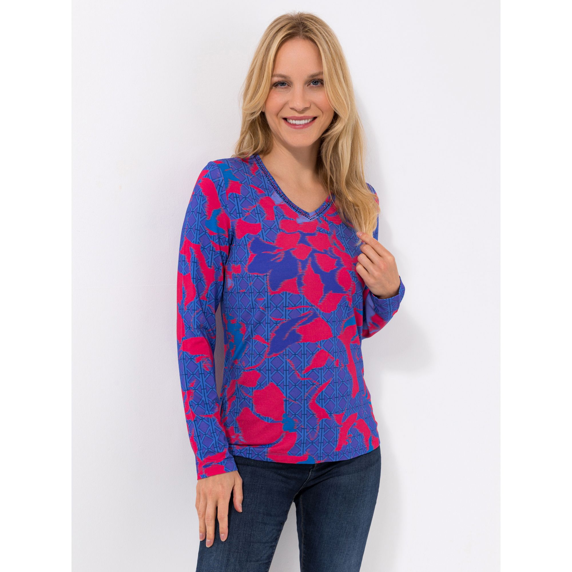 DAWID by Dawid Tomaszewski Shirt, Strasssteine V-Ausschnitt figurumspielend