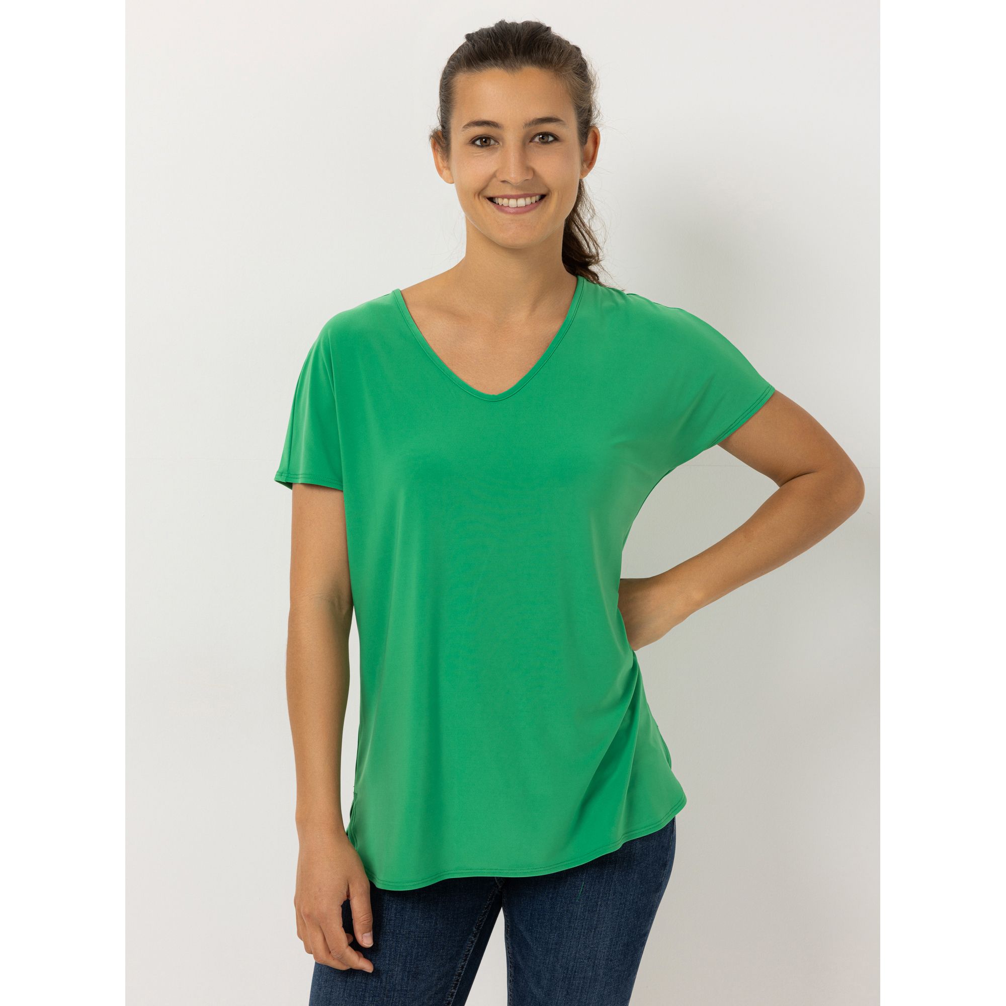KIM & CO. Shirt, 1/4-Arm Brazil Knit Jersey V-Ausschnitt figurumspielend