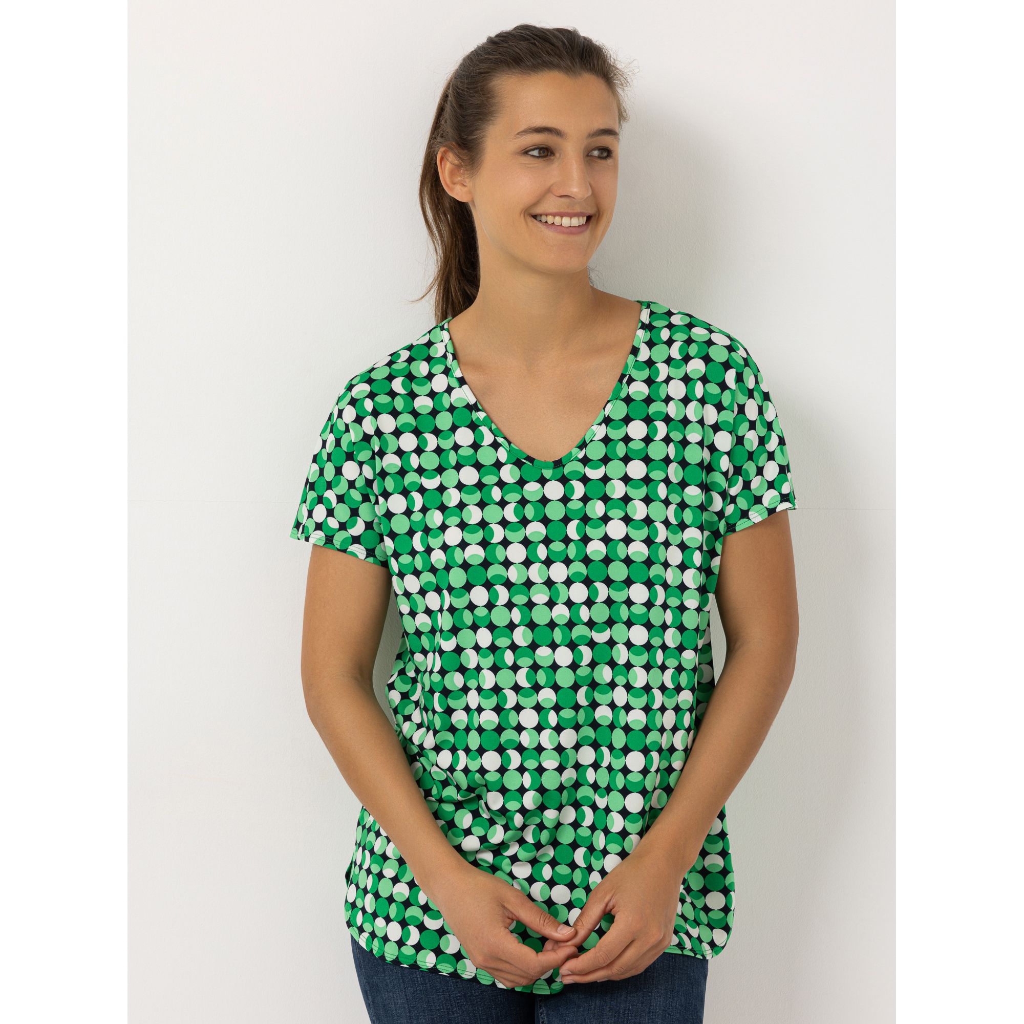 KIM & CO. Shirt, 1/4-Arm Brazil Knit Jersey V-Ausschnitt figurumspielend