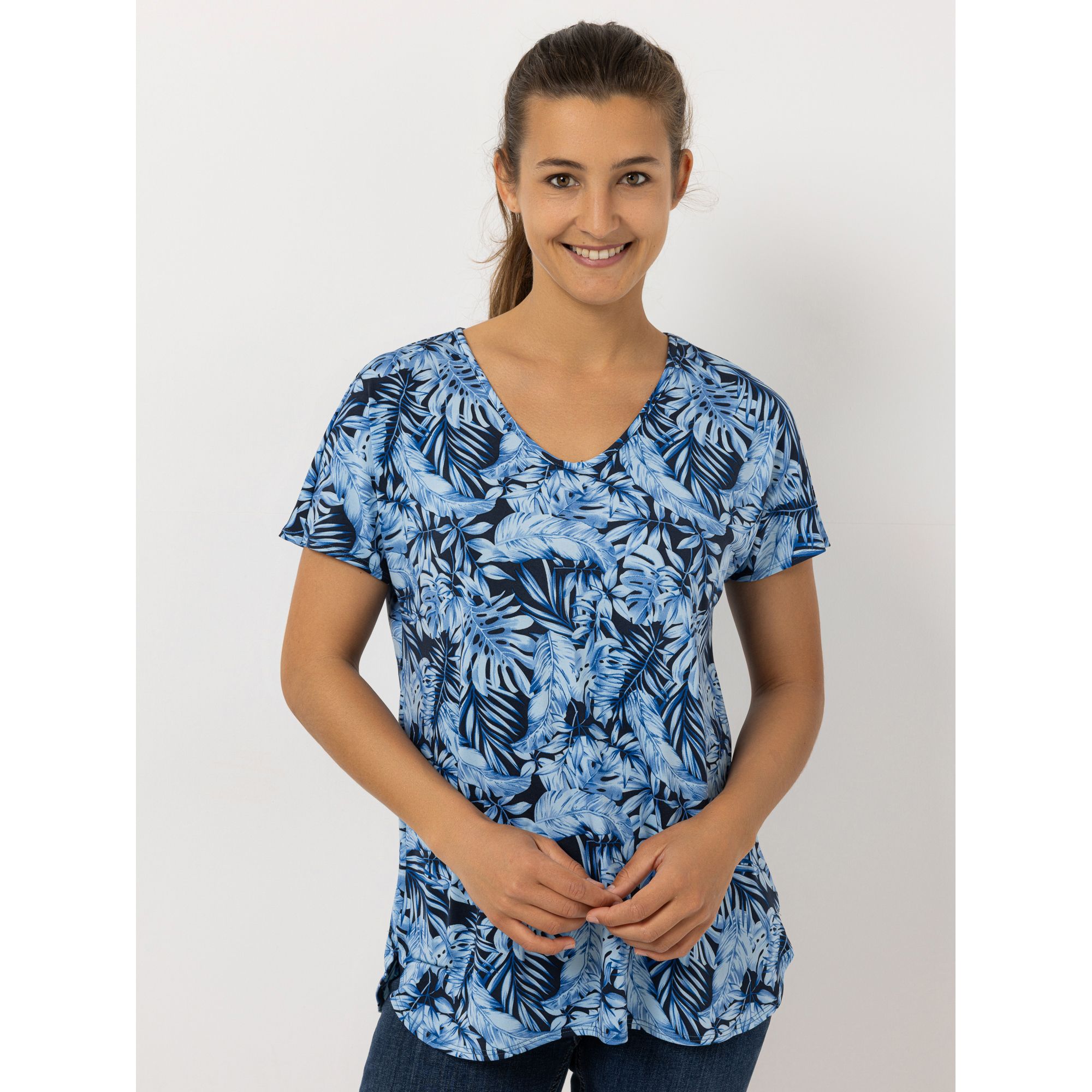 KIM & CO. Shirt, 1/4-Arm Brazil Knit Jersey V-Ausschnitt figurumspielend