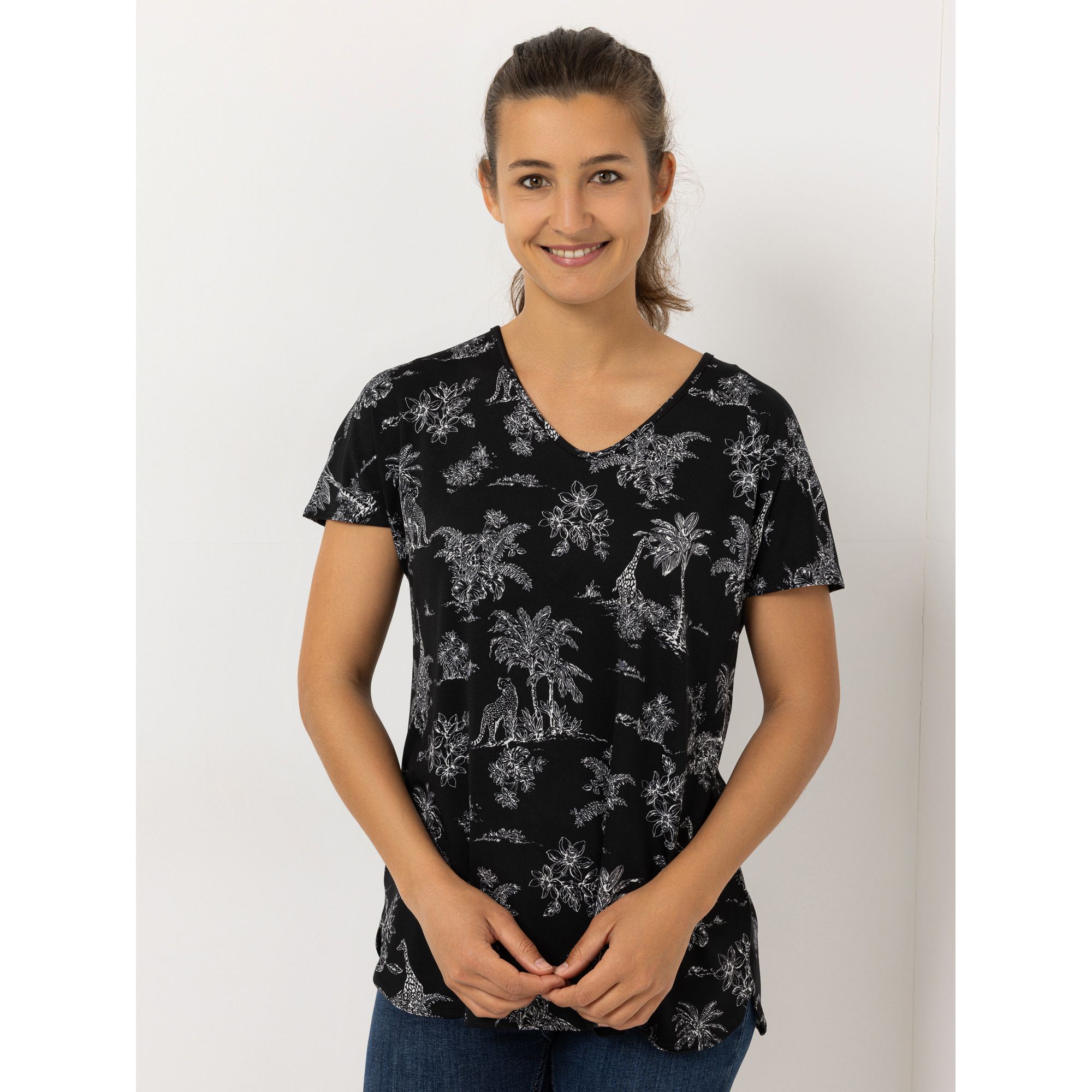 KIM & CO. Shirt, 1/4-Arm Brazil Knit Jersey V-Ausschnitt figurumspielend