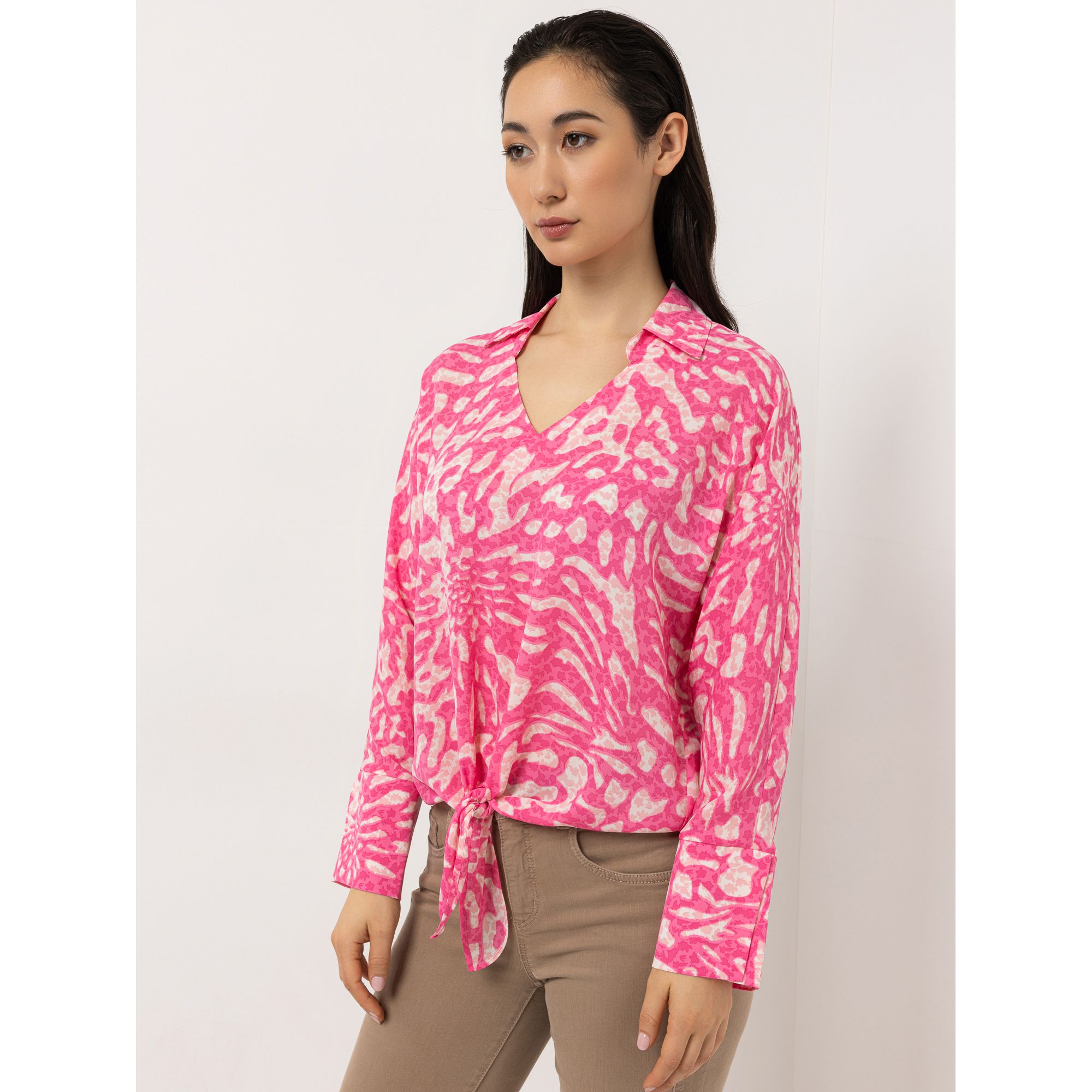 STEFFEN SCHRAUT Bluse Hemdkragen Bindeknoten Oversize