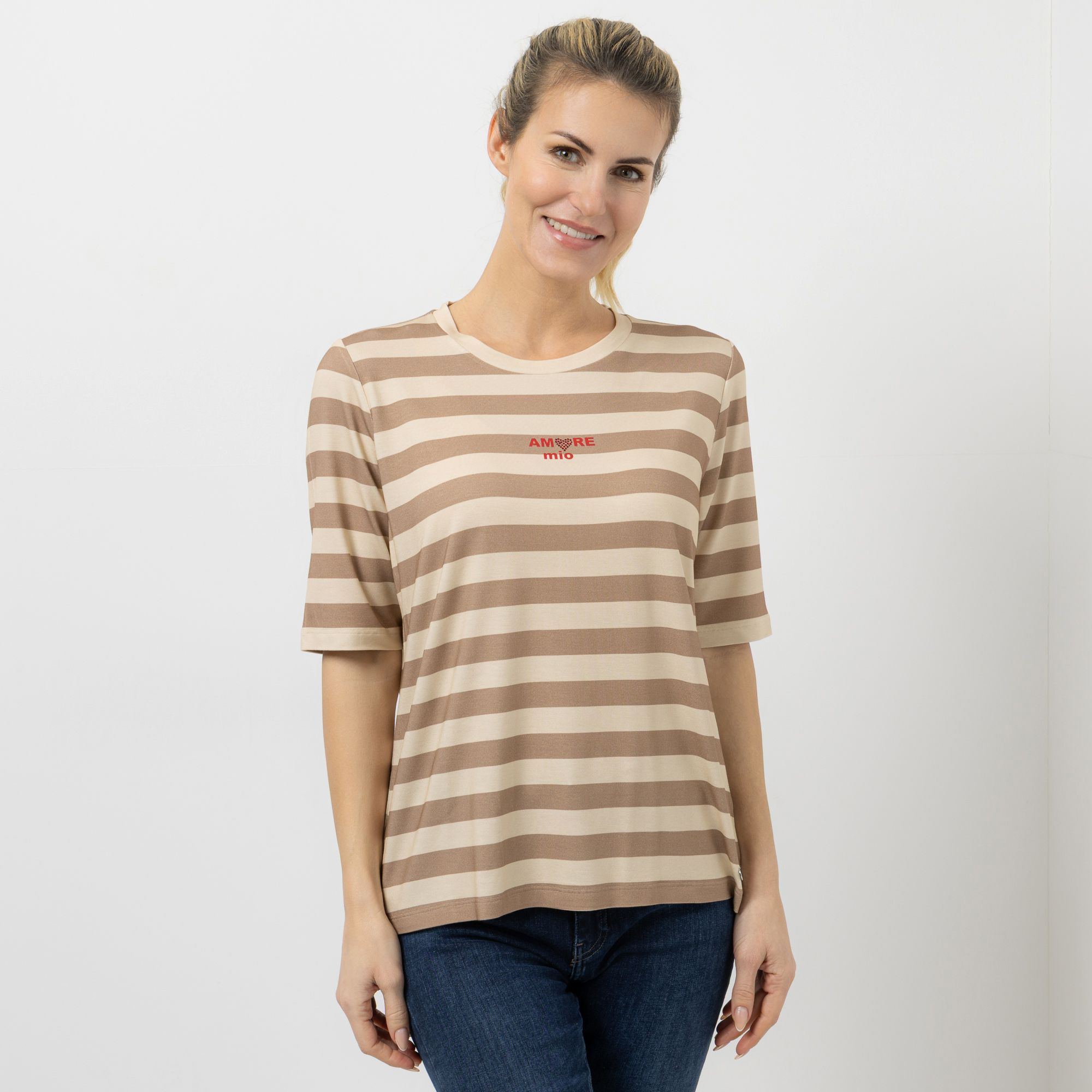 STRANDFEIN Shirt 1/2-Arm Rundhalsausschnitt gestreift figurumspielend