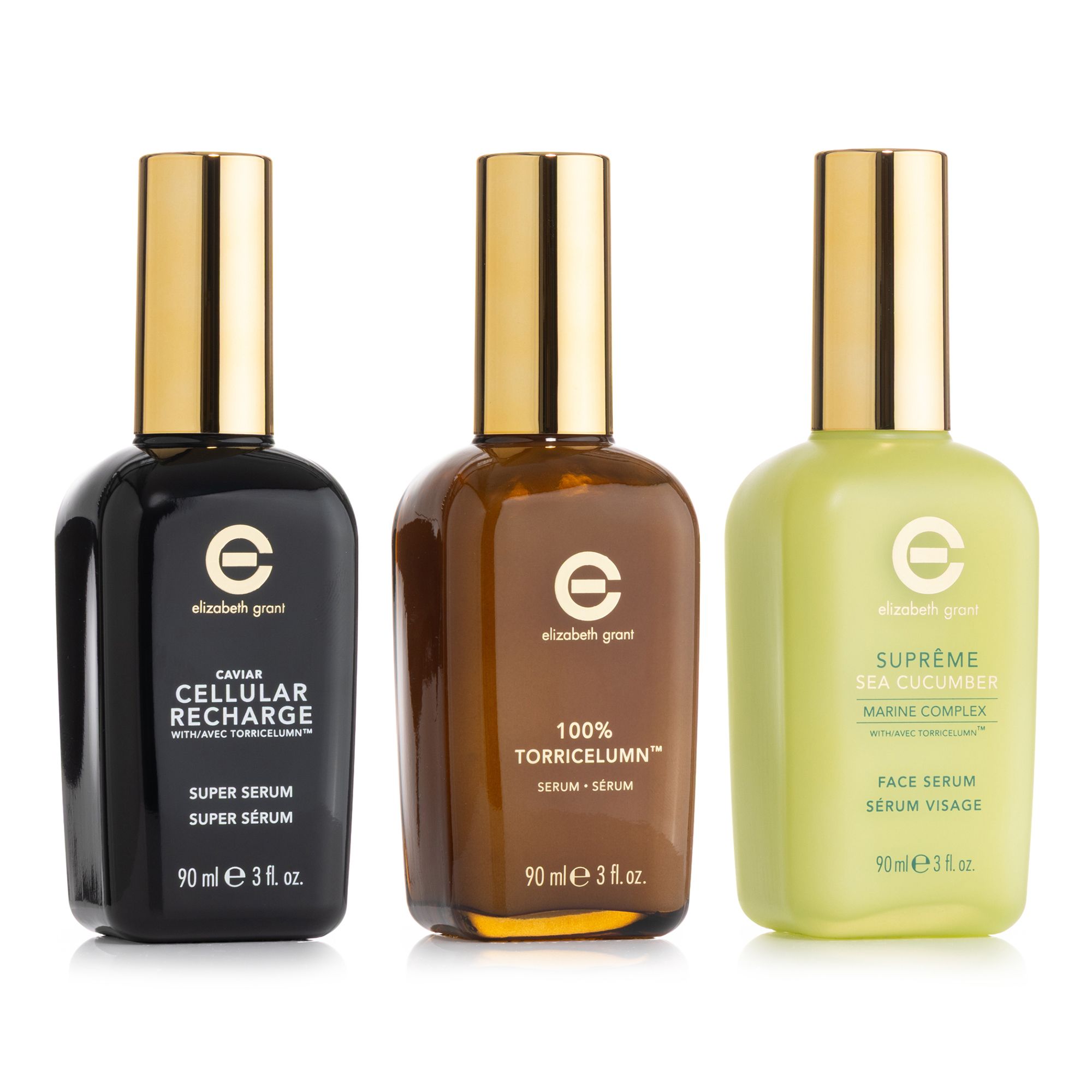 ELIZABETH GRANT Serum Trio 100% Torricelumn 90ml, Caviar 90ml,Supreme Sea Cucumber 90ml