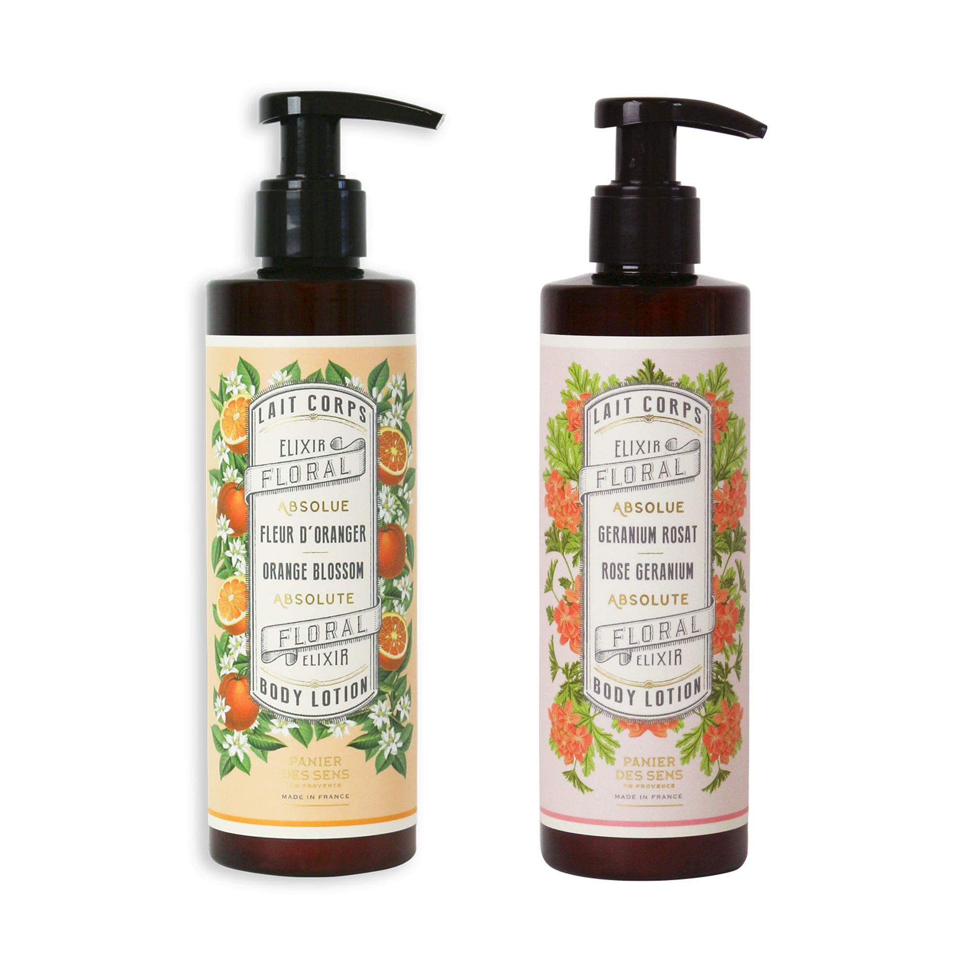 PANIER DES SENS Bodylotion Set Orangenblüte, Rosengeranie 2x 250ml