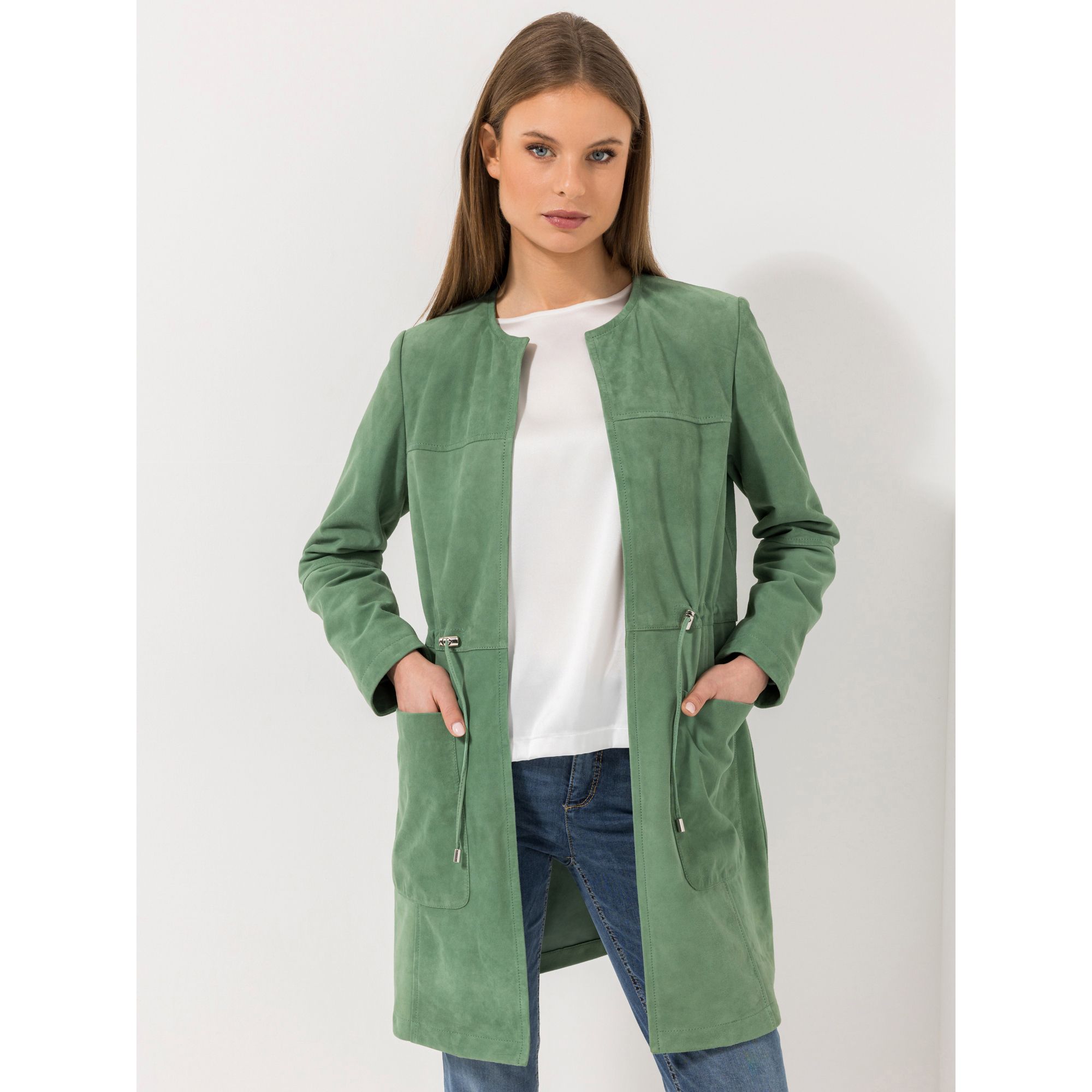 STEFFEN SCHRAUT Mantel, Taschen Kordelzug Ziegenveloursleder figurumspielend