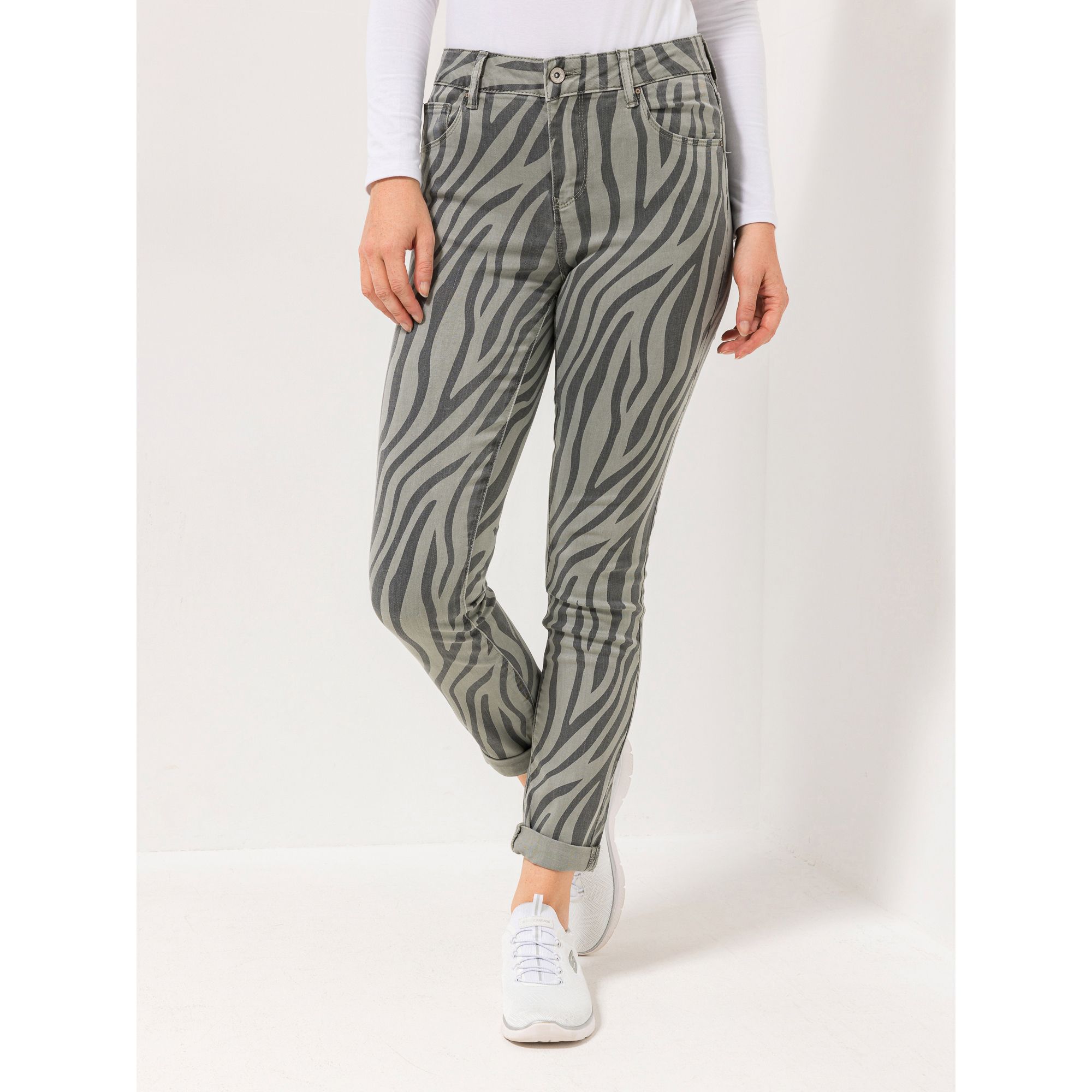 DINE 'N' DANCE Jeanshose Salsa Umschlag am Saum 5-Pocket-Style schmales Bein