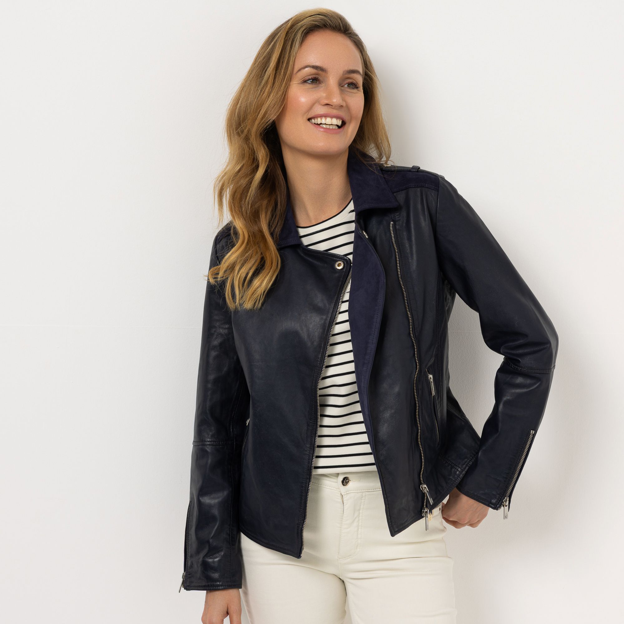 STRANDFEIN Lederjacke Veloursleder & Lammnappa figurbetont