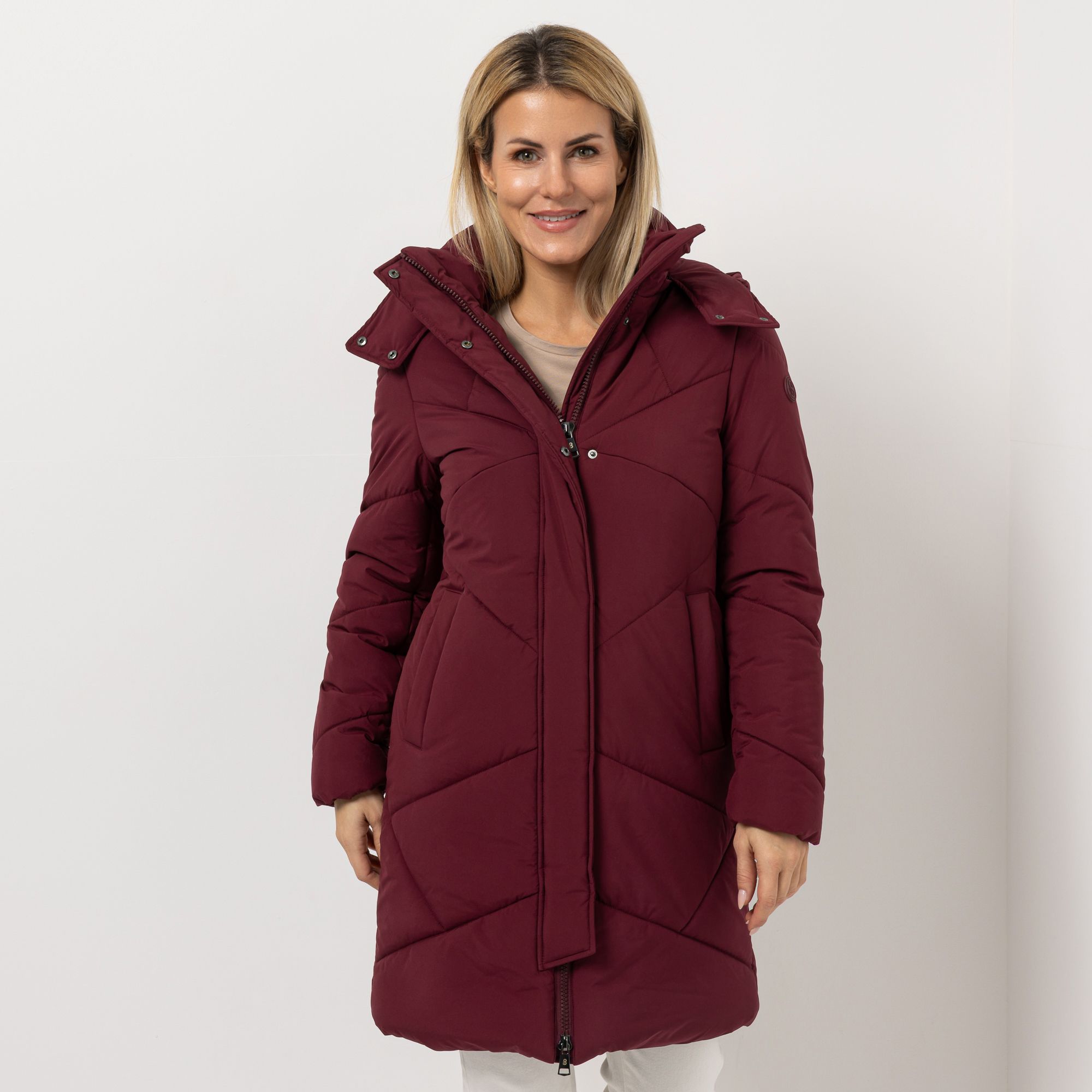 STRANDFEIN Steppmantel abnehmbare Kapuze 2-Wege-Reißverschluss figurumspielend