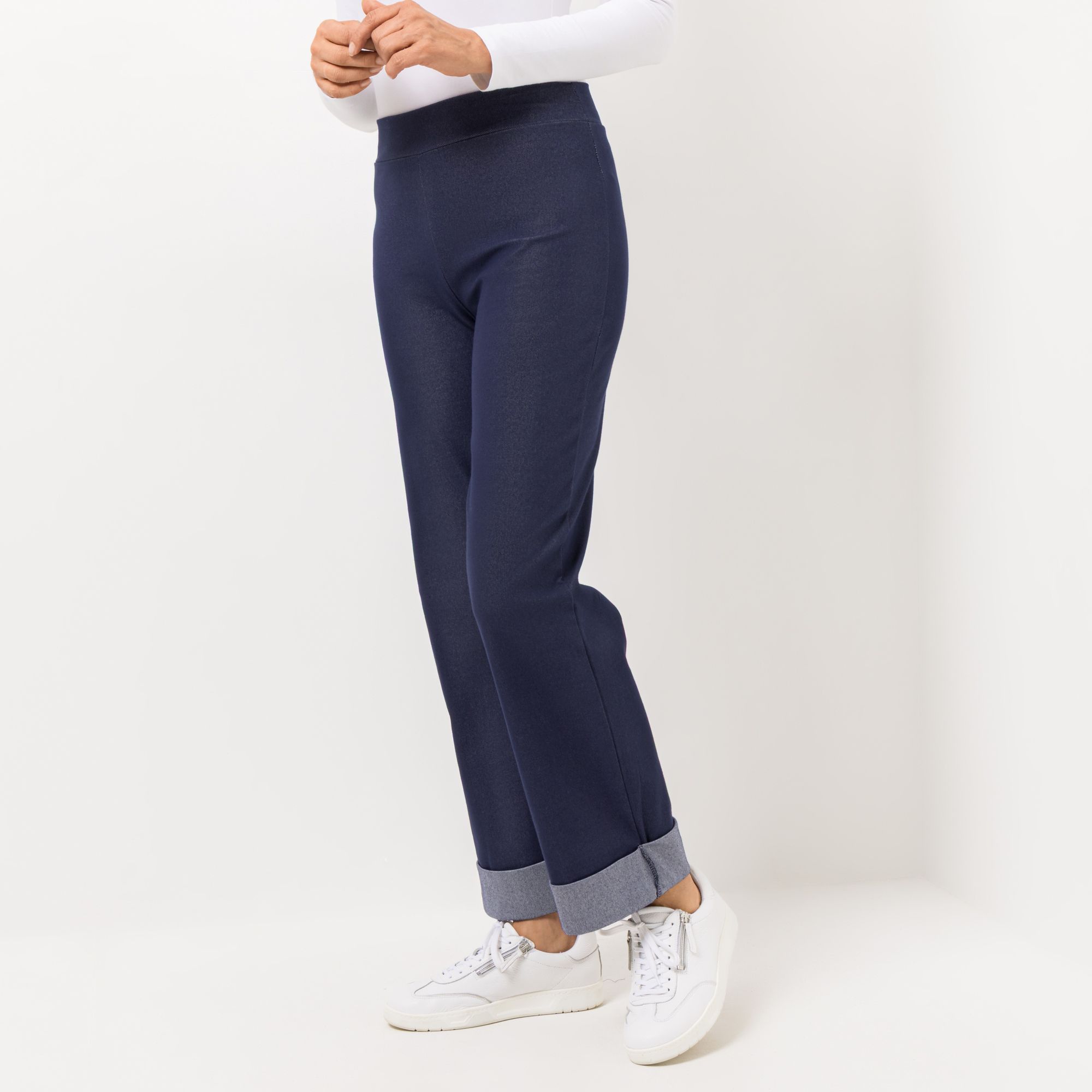 KIM & CO. Hose, knöchellang Denim Jersey Umschalg am Saum gerader Beinverlauf