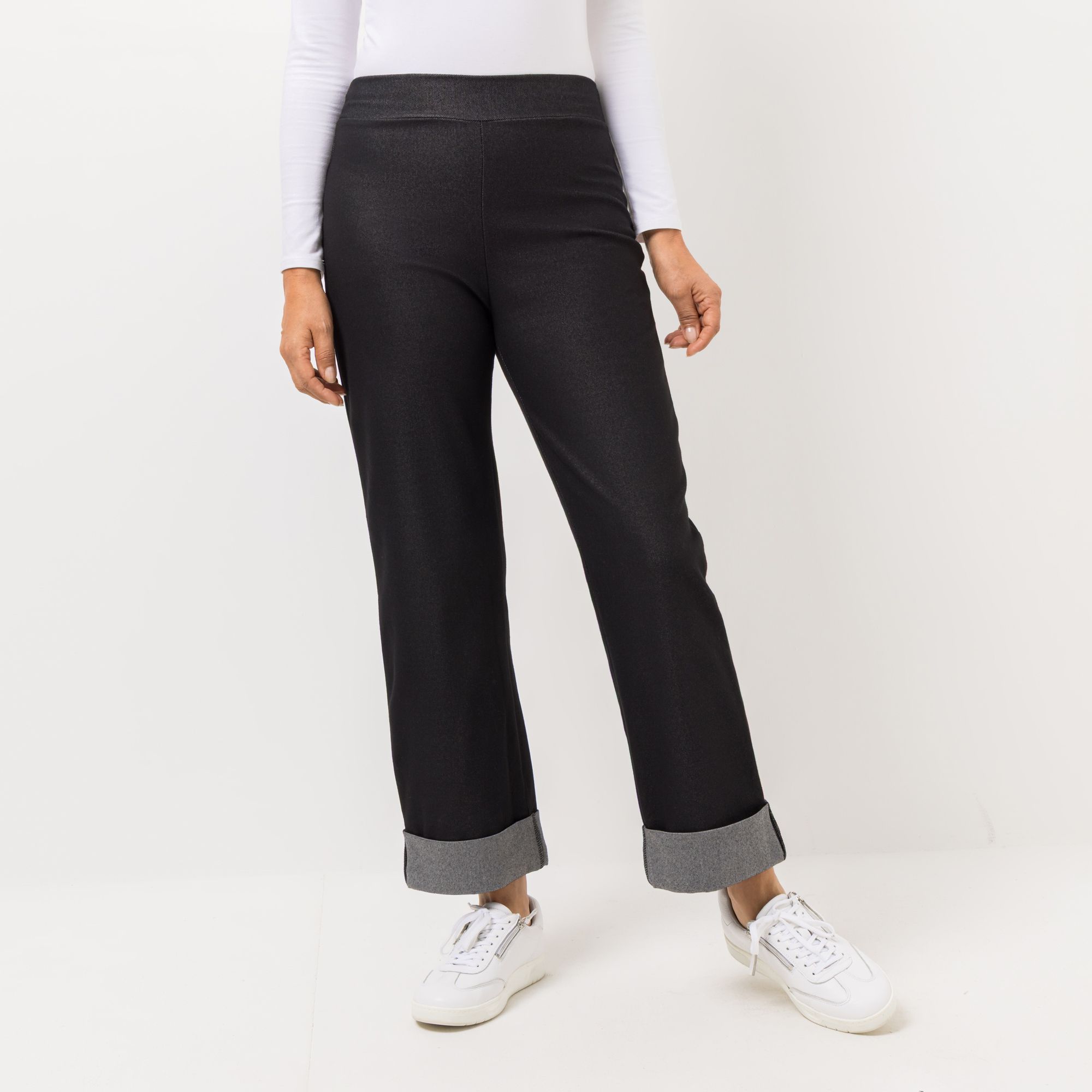 KIM & CO. Hose, knöchellang Denim Jersey Umschalg am Saum gerader Beinverlauf