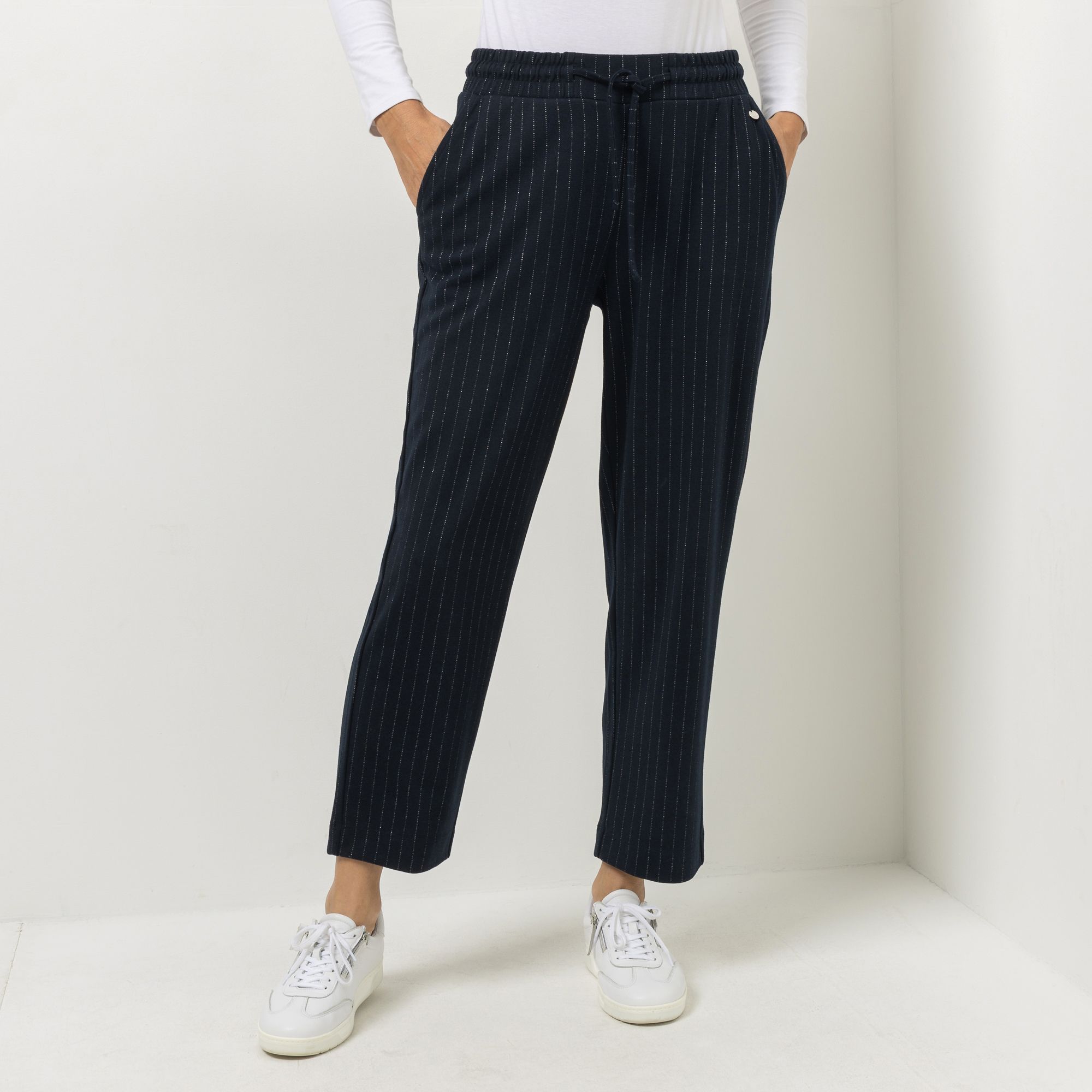 EVA LUTZ Hose, knöchellang mit Glanzgarn elastisches Material konisches Bein