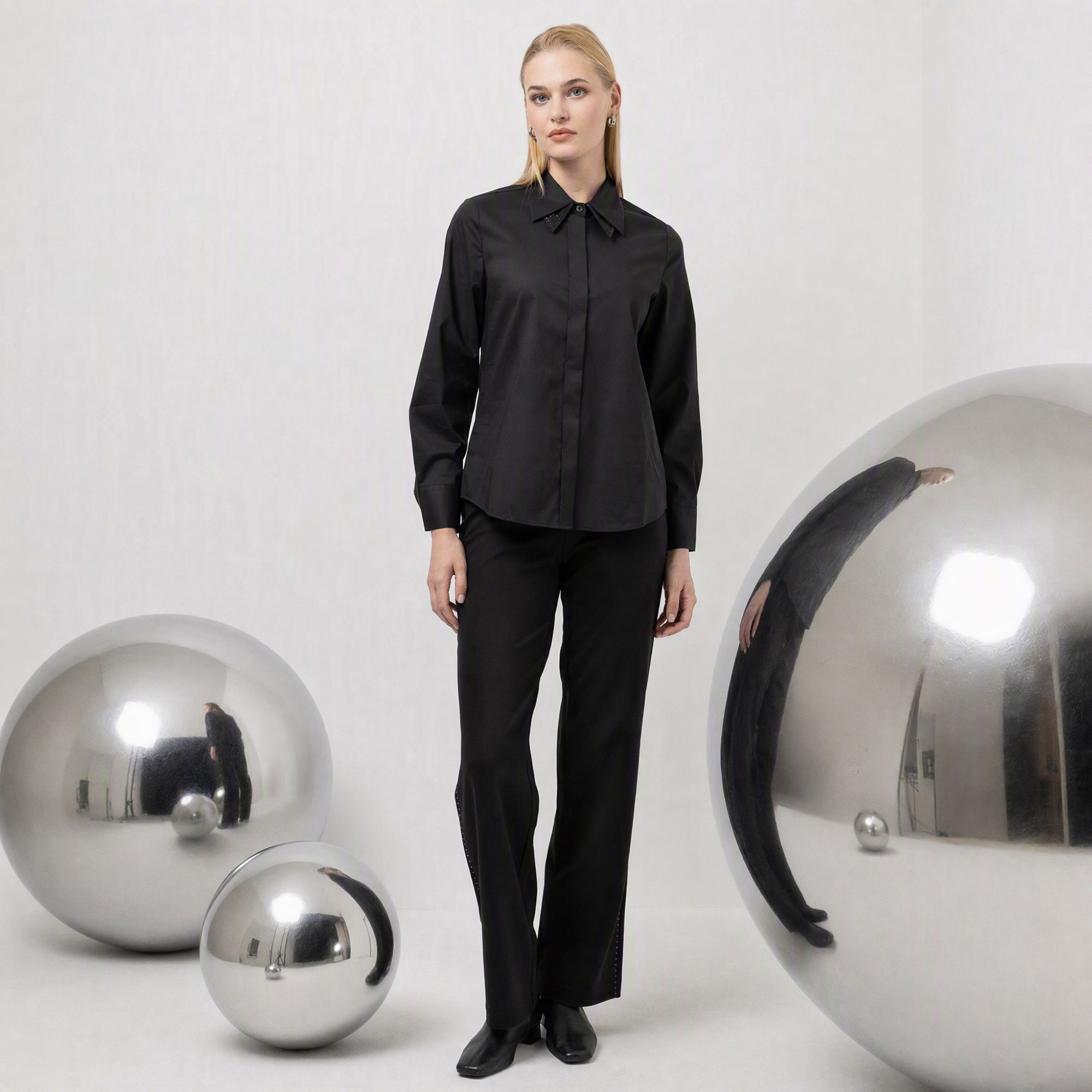  STEFFEN SCHRAUT SELECTION Bluse Hemdkragen mit Strass figurumspielend