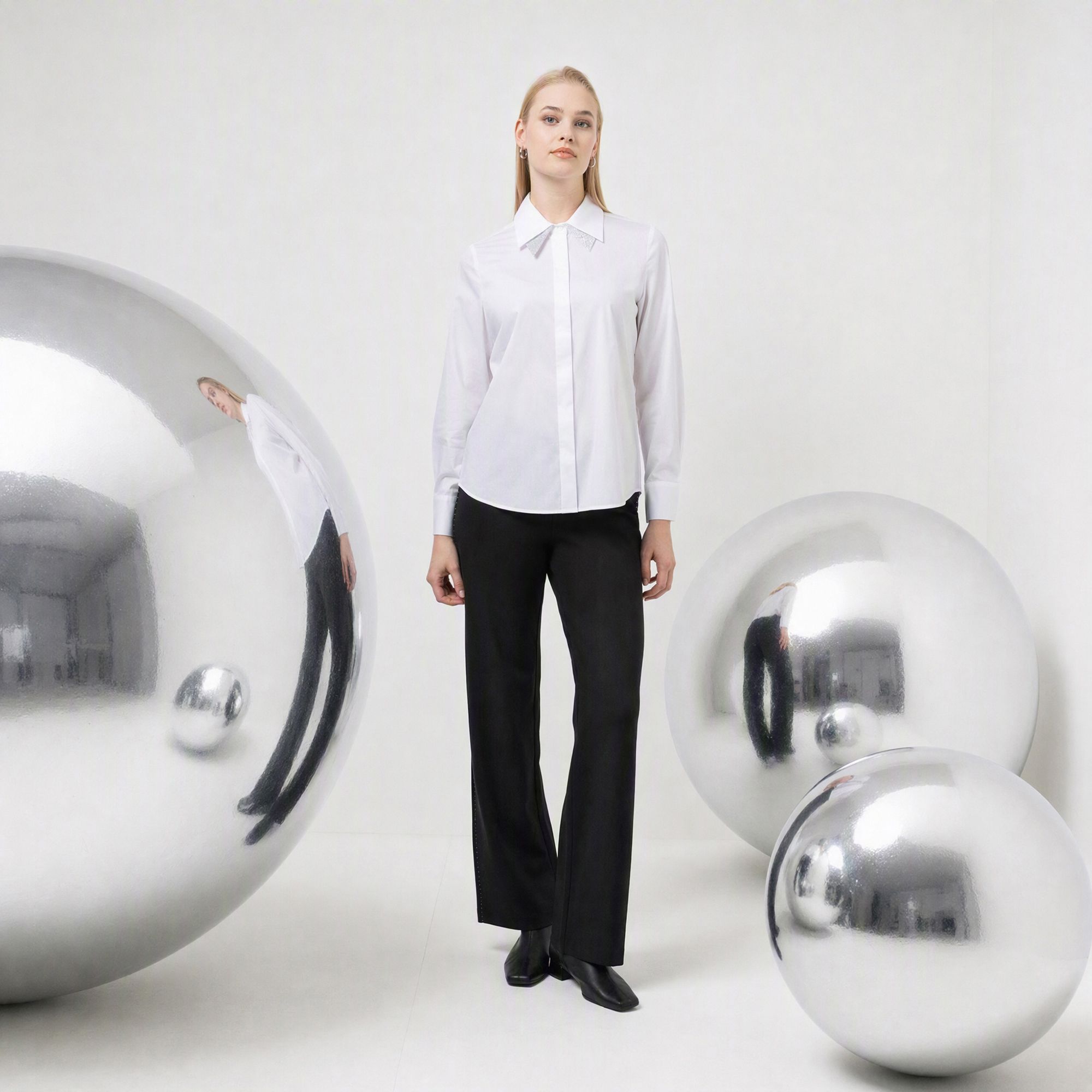STEFFEN SCHRAUT SELECTION Bluse Hemdkragen mit Strass figurumspielend