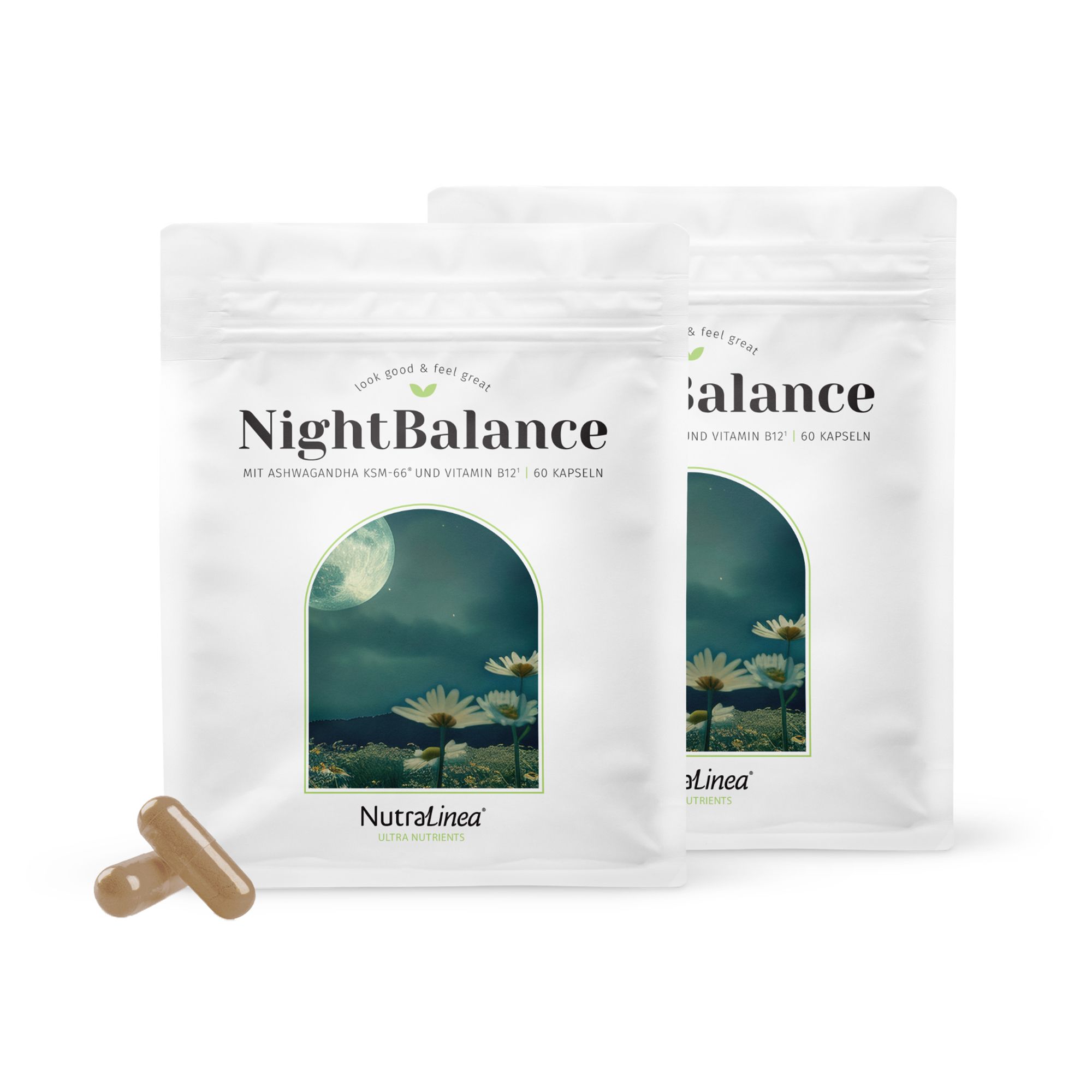 NutraLinea® Night Balance mit KSM 66® Vitamin B5 und B12 2x60 Stück f. 120 T.