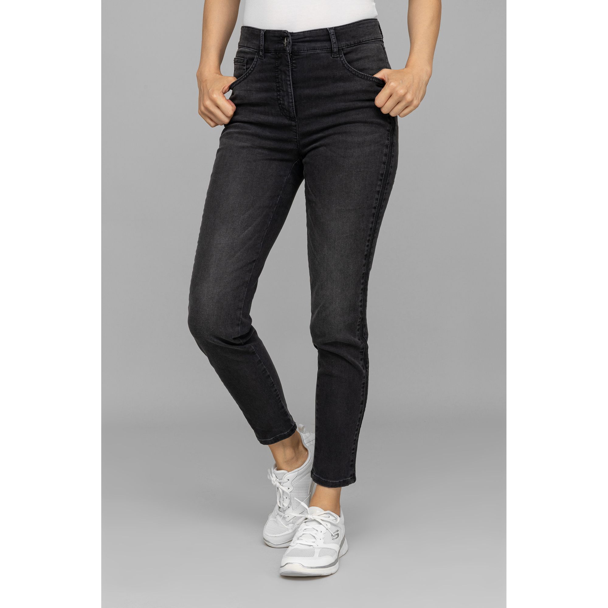 EVA LUTZ Jeans, knöchellang 5-Pocket-Style Galon-Streifen schmales Bein
