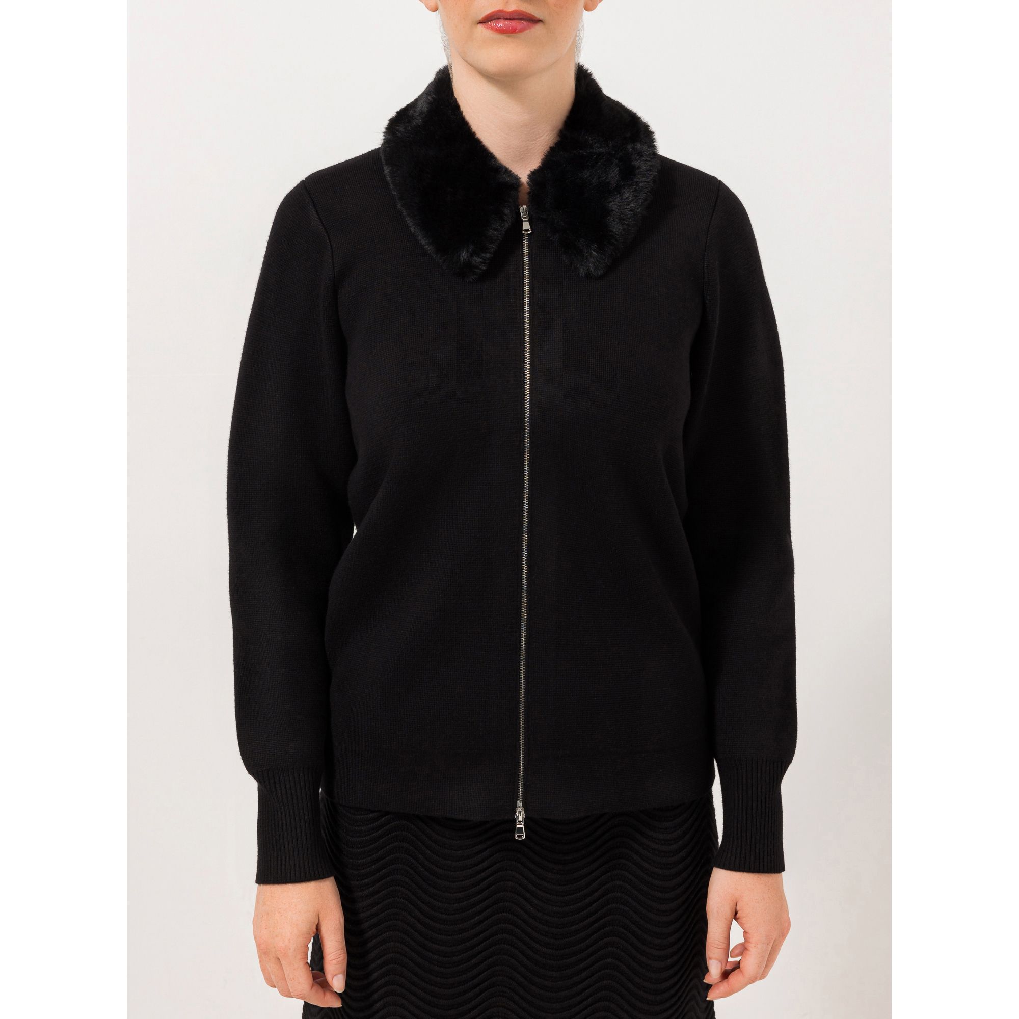 STEFFEN SCHRAUT Strickblouson abknöpfbarer Webpelzkragen 2-Wege-Reißverschluss