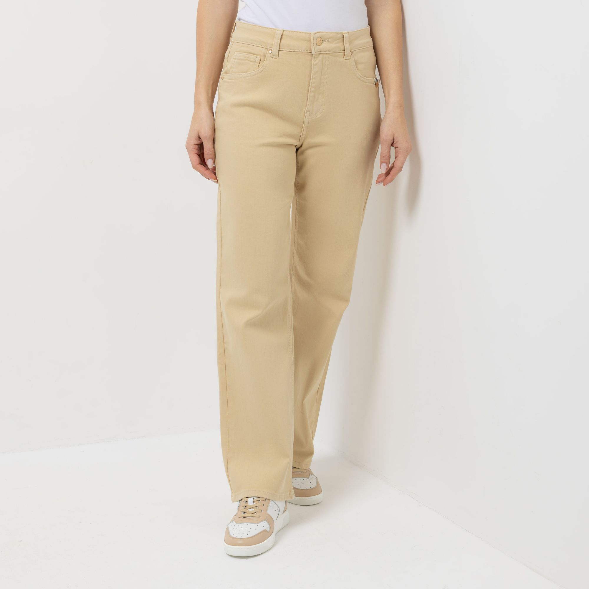 STRANDFEIN Jeans 5-Pocket-Style elastisches Material weites Bein