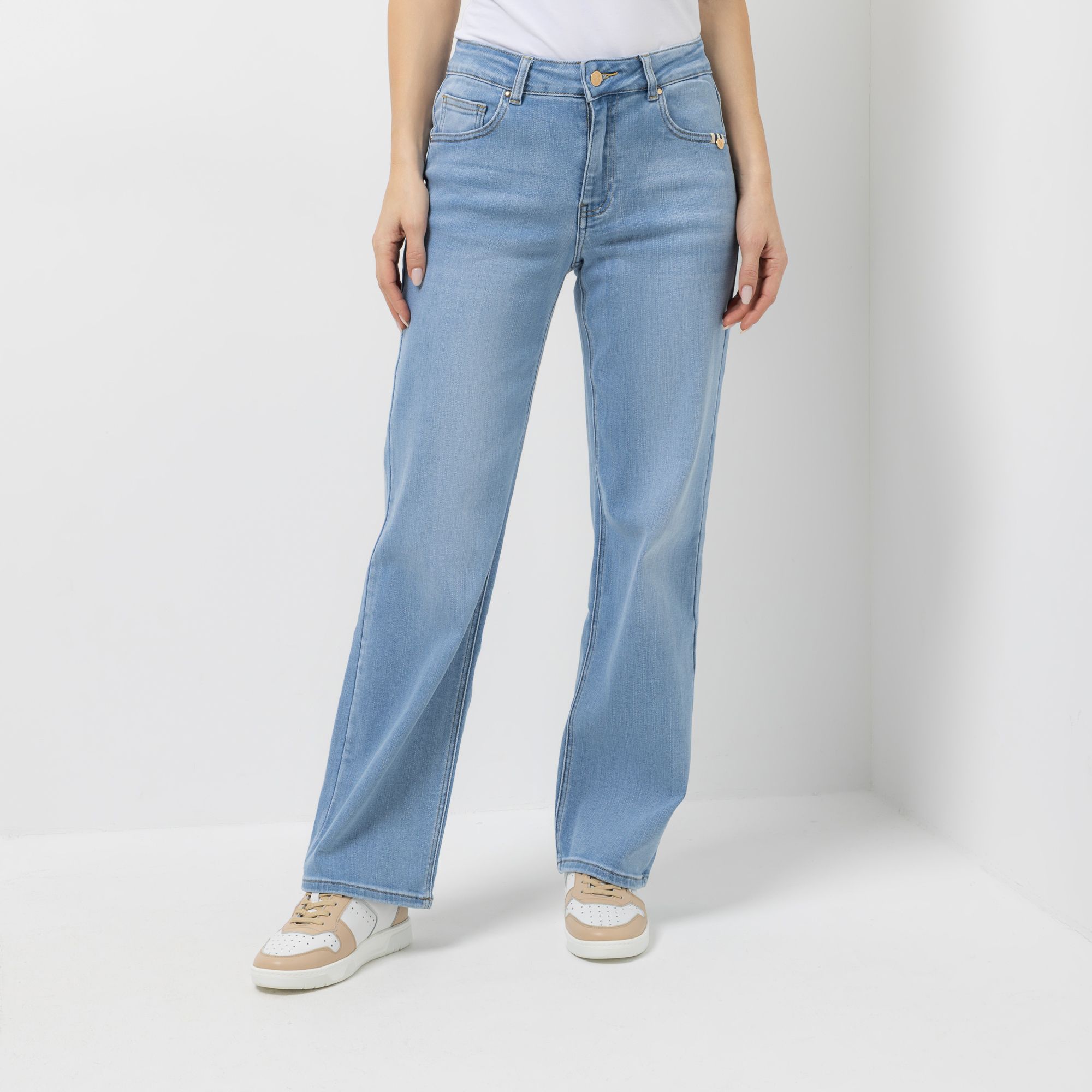 STRANDFEIN Jeans 5-Pocket-Style elastisches Material weites Bein