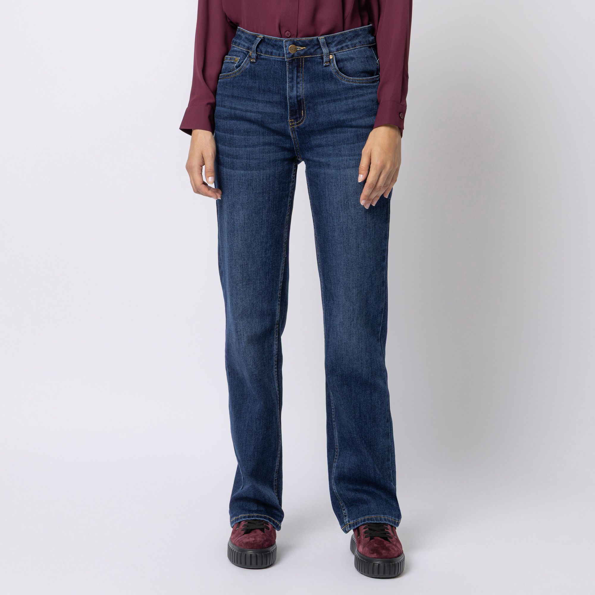 STEFFEN SCHRAUT Jeans, lange Form elastische Ware aufgesetzte Taschen gerades weites Bein