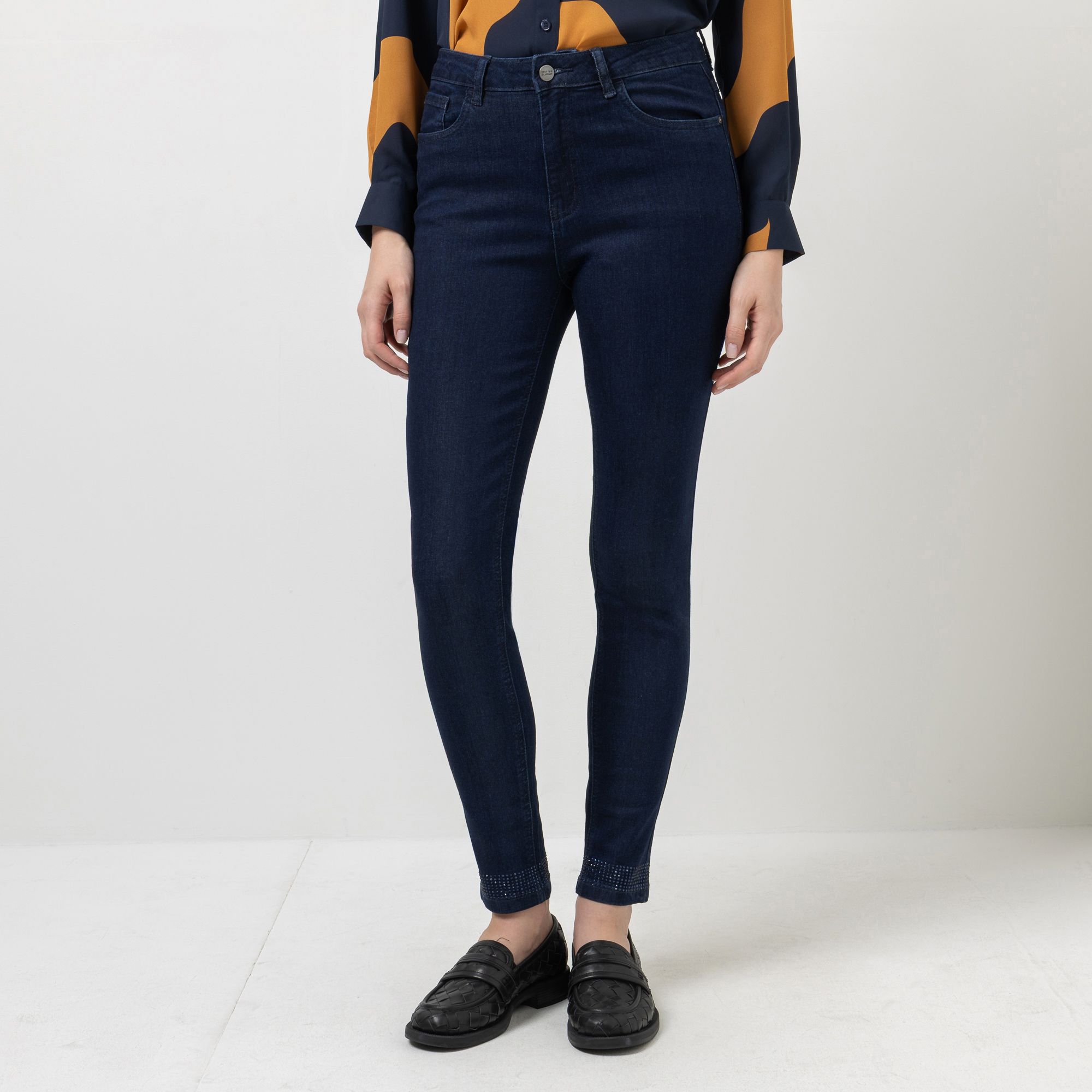 STEFFEN SCHRAUT Jeans, knöchellang 5-Pocket-Style Strassdetails am Saum sehr schmales Bein