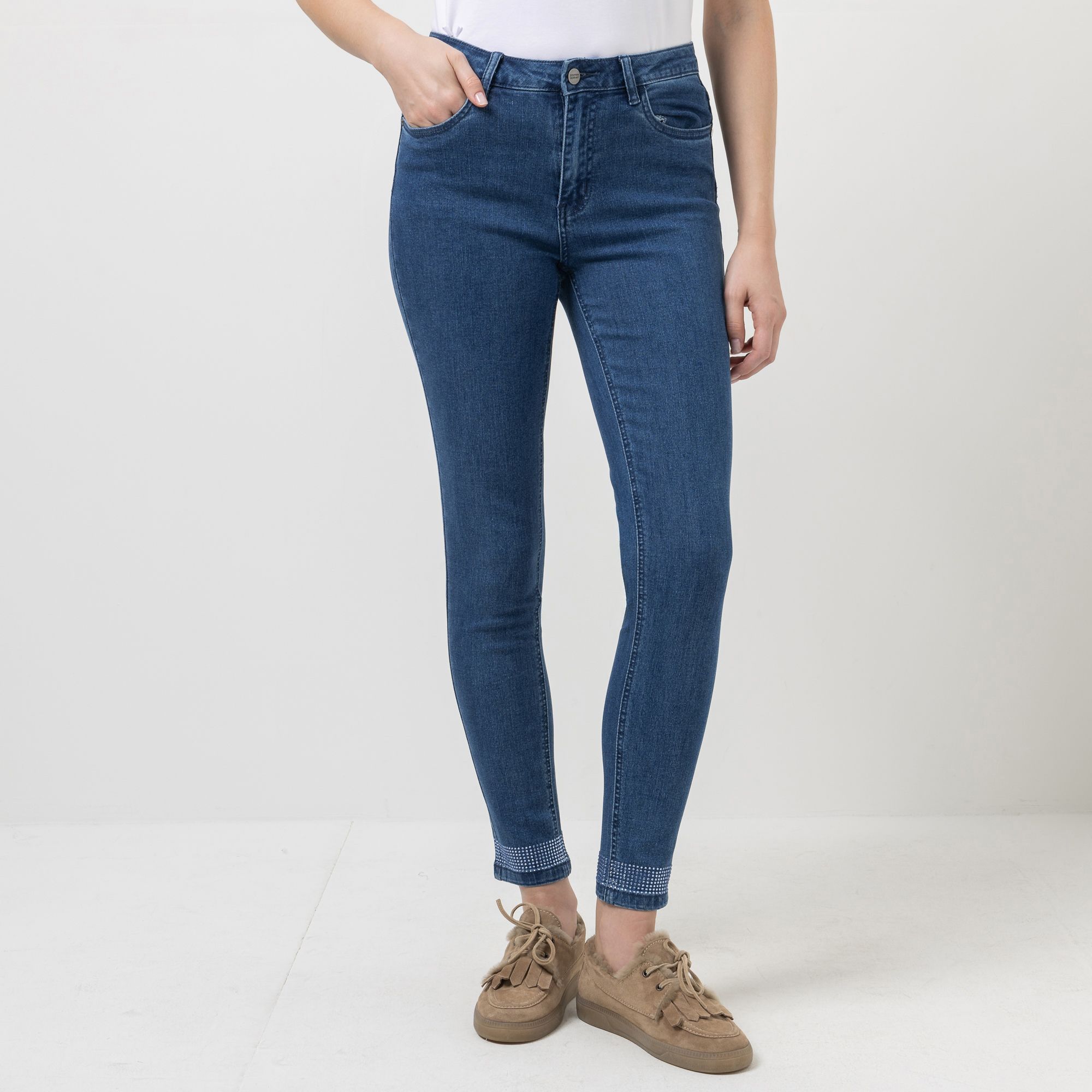 STEFFEN SCHRAUT Jeans, knöchellang 5-Pocket-Style Strassdetails am Saum sehr schmales Bein